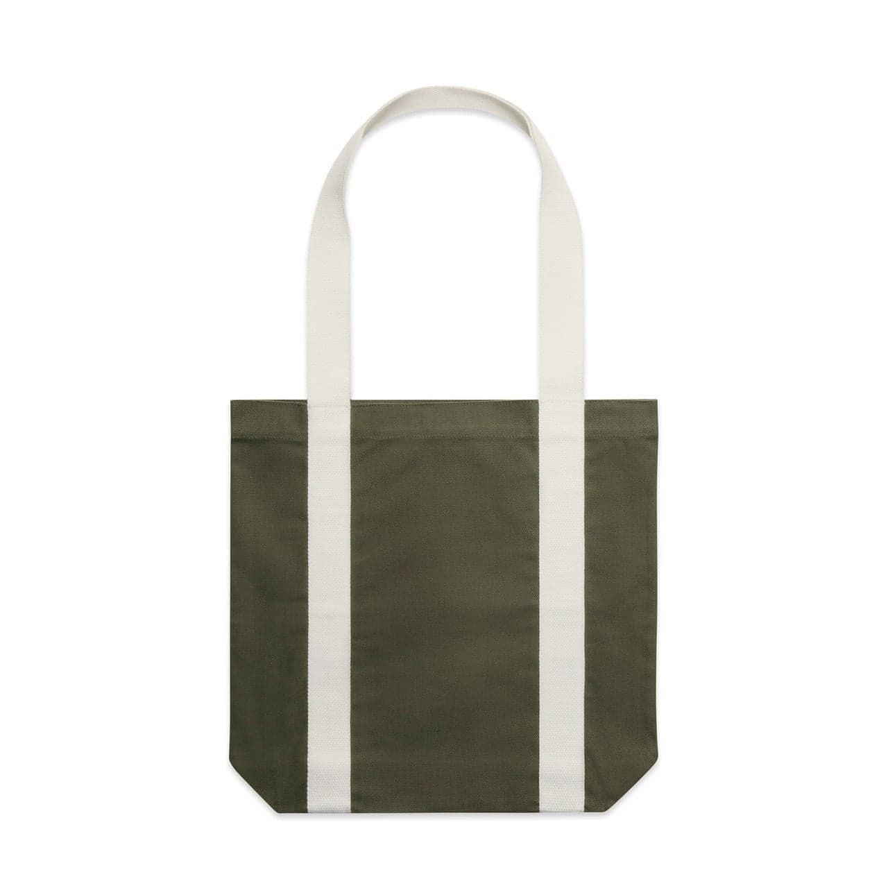Plain army/cream two-tone carrie tote, front view