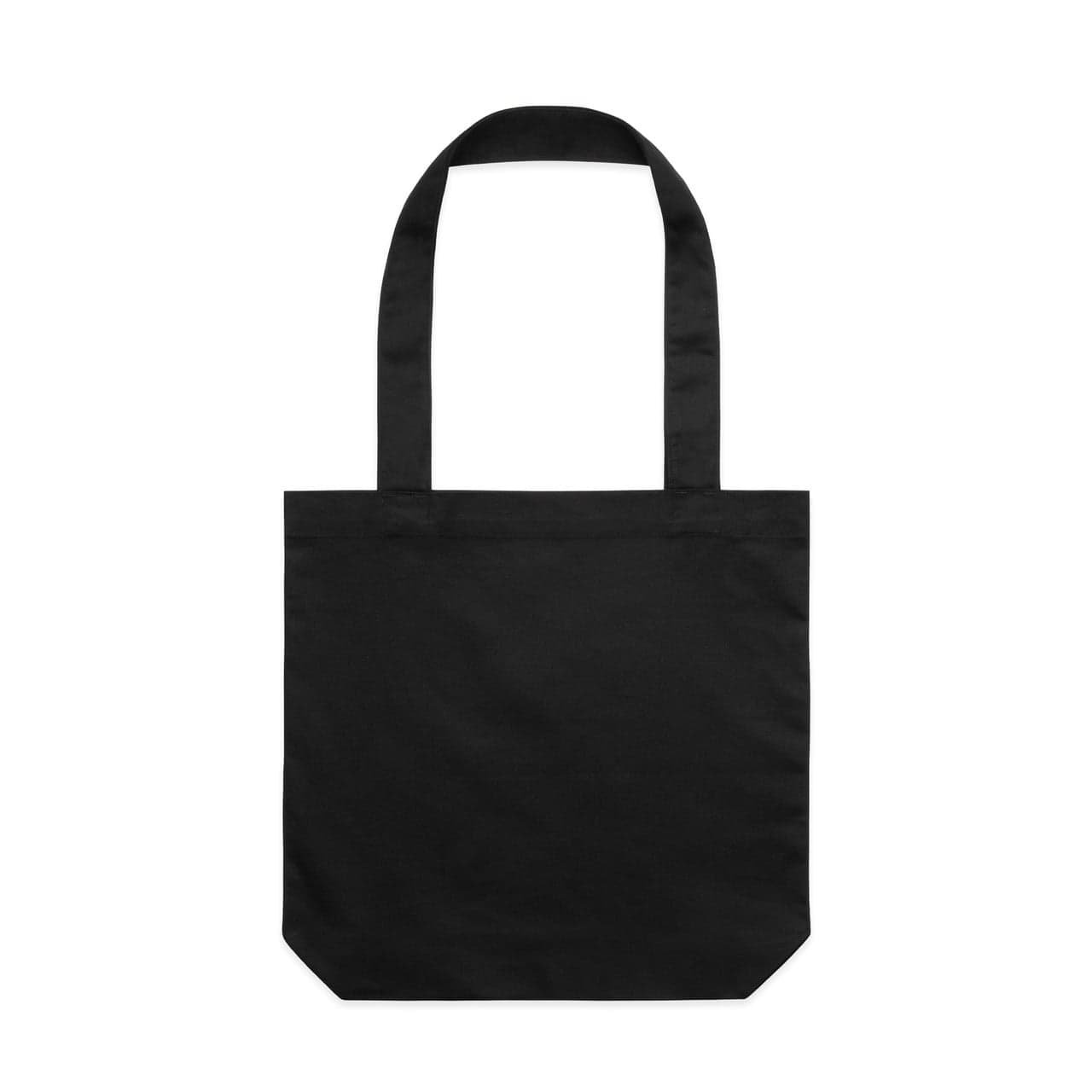 Plain black basic tote, front view