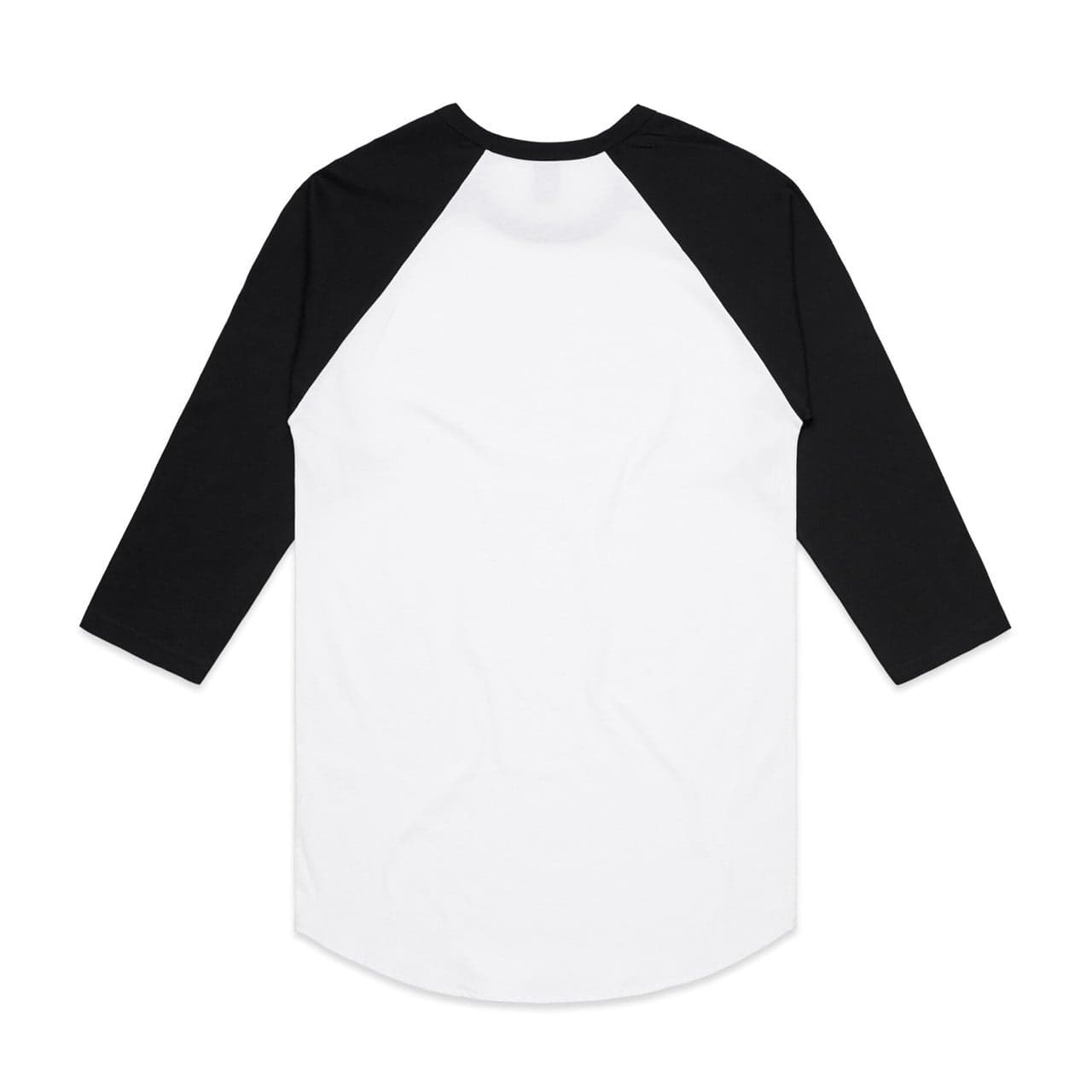 Plain white/black raglan tee, front view