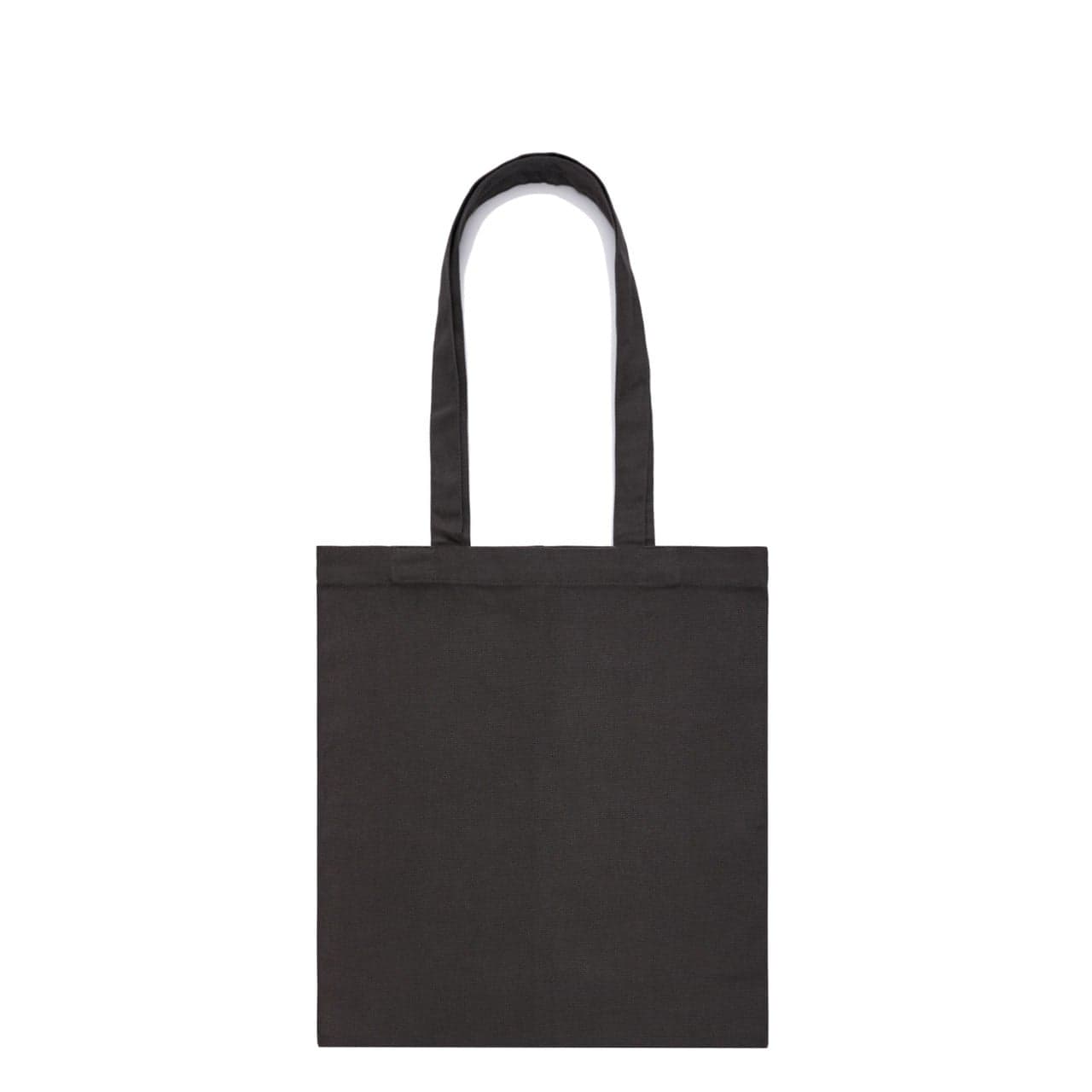 Plain black parcel tote, front view