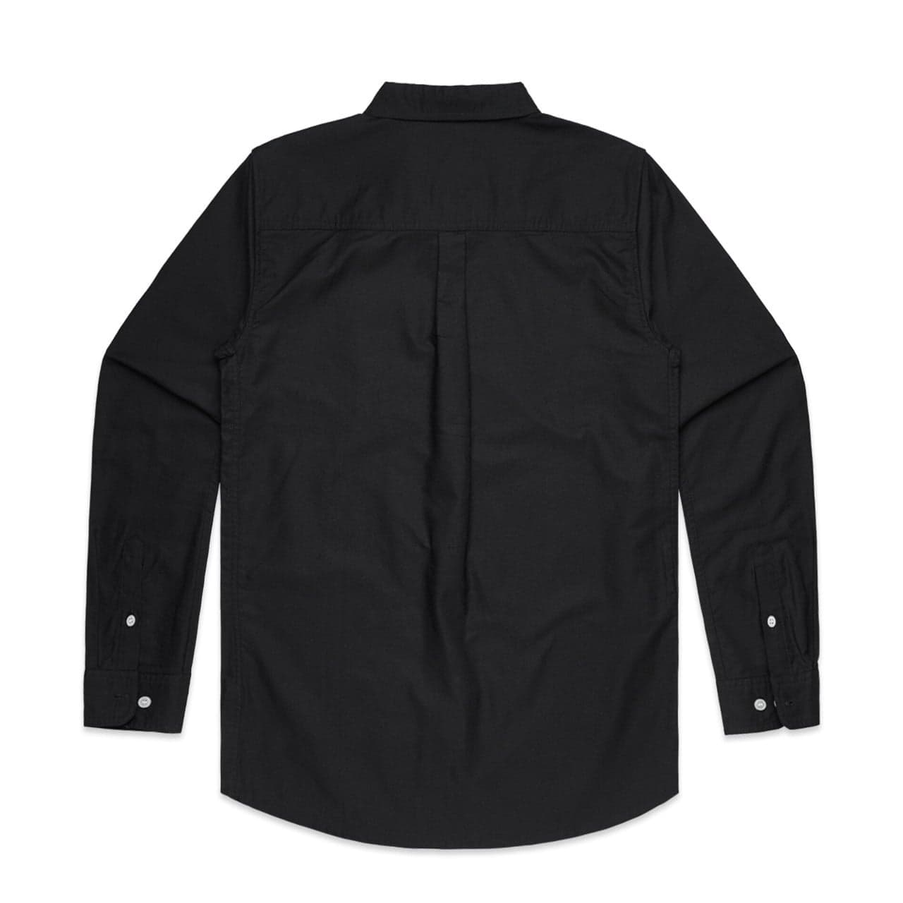 Plain black oxford shirt, front view