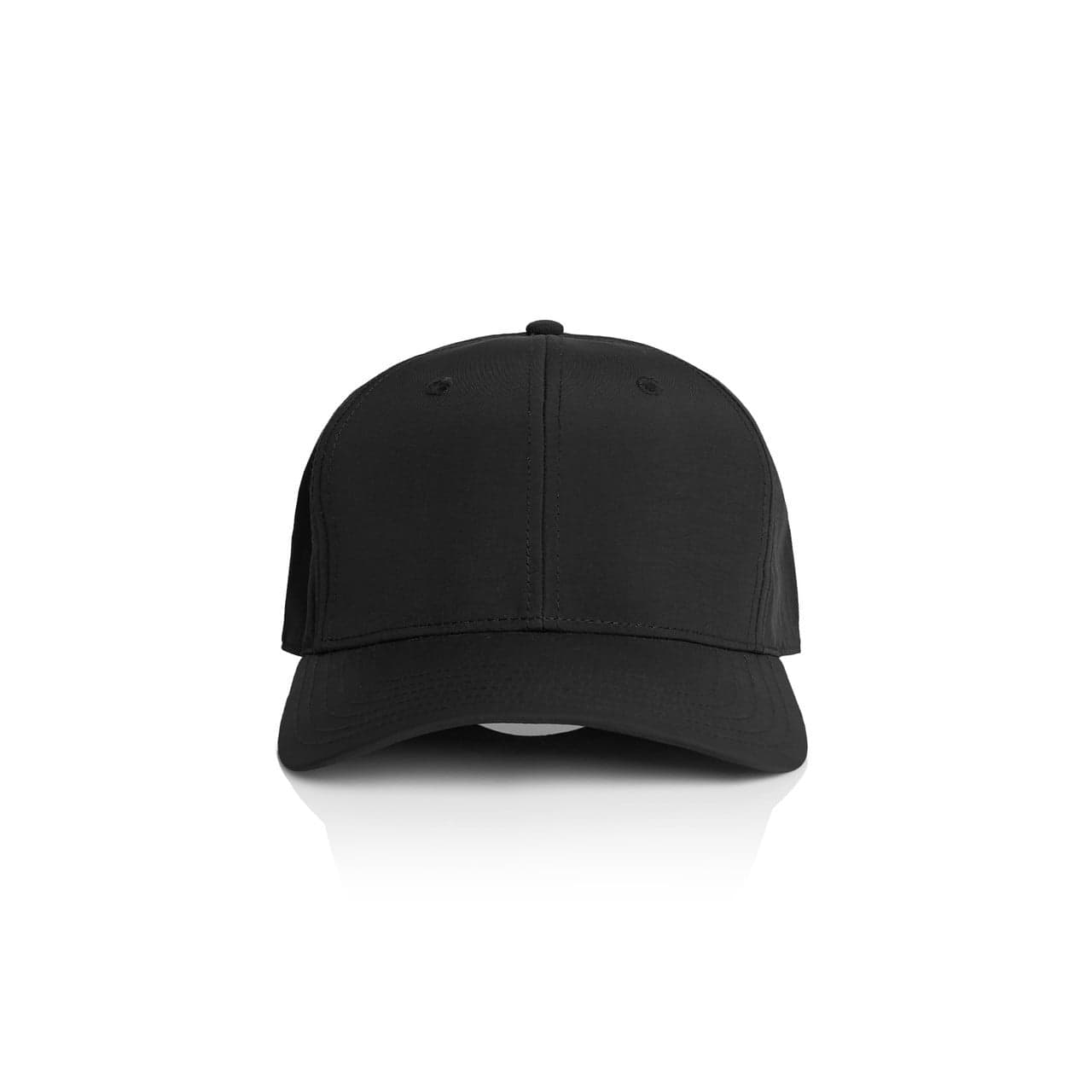 Plain black icon nylon cap, front view