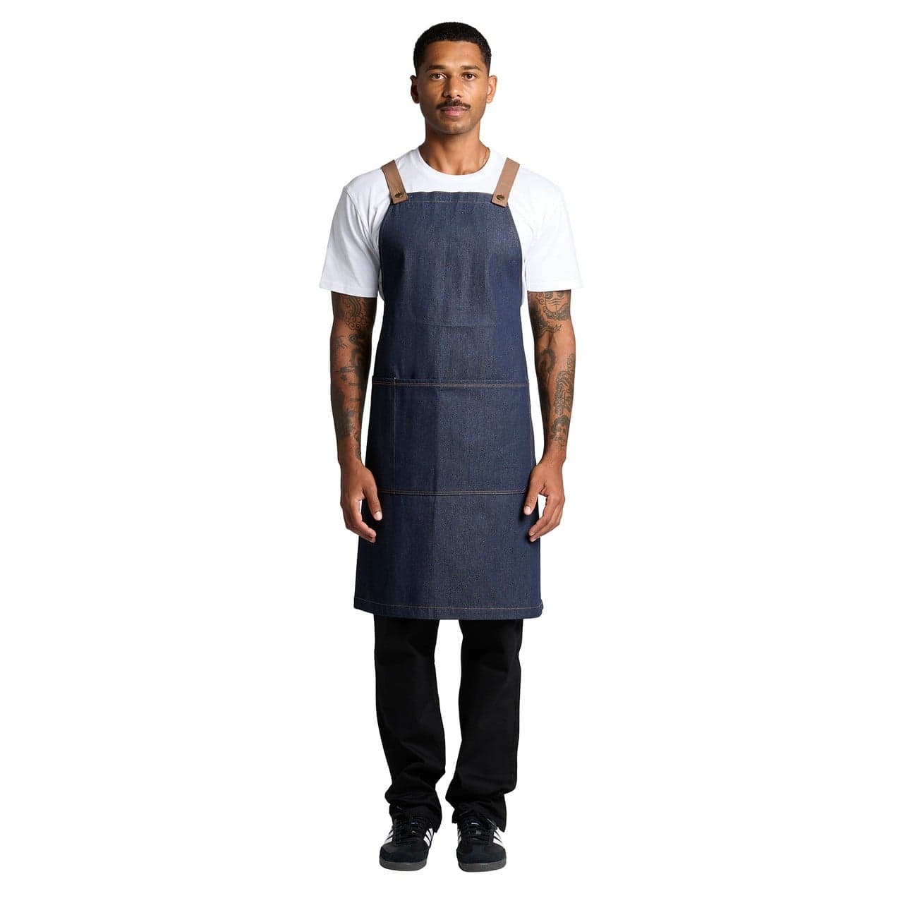 Custom Heavyweight Leather Trim Denim Apron with Your Photo or Text