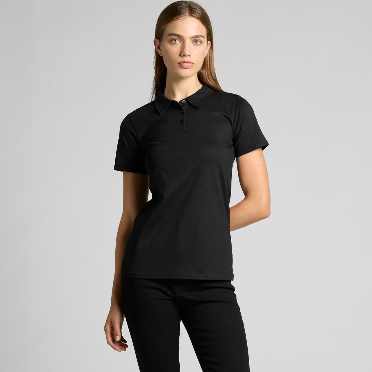 Custom Women's Black Short Sleeve Polo Shirt with Your Logo or Text