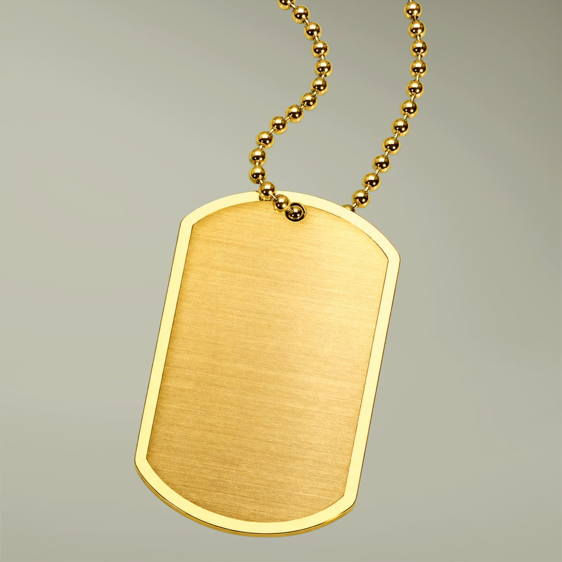 Plain gold plated dog tag keychain (engraving), front view