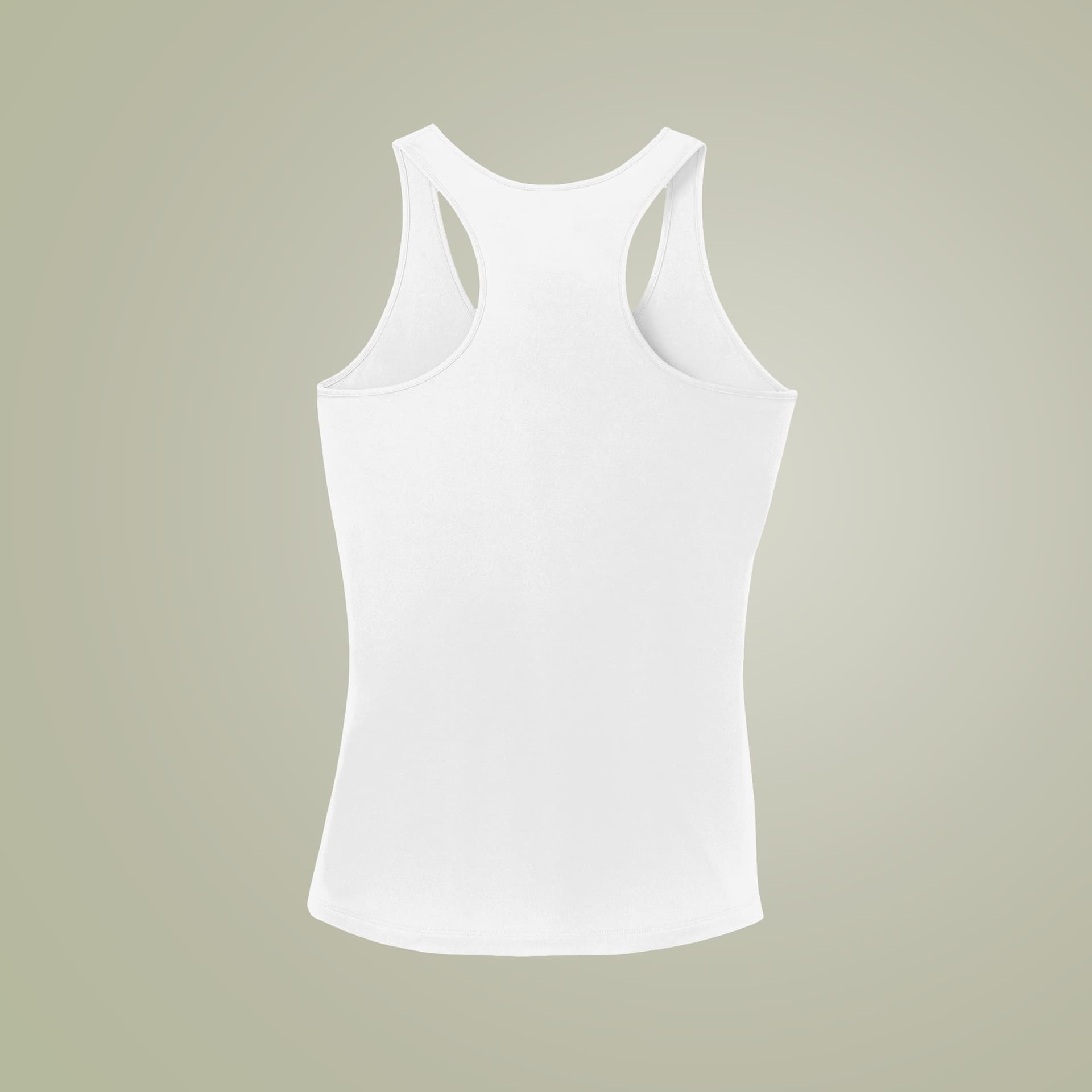 Plain white women's racerback tank, front view
