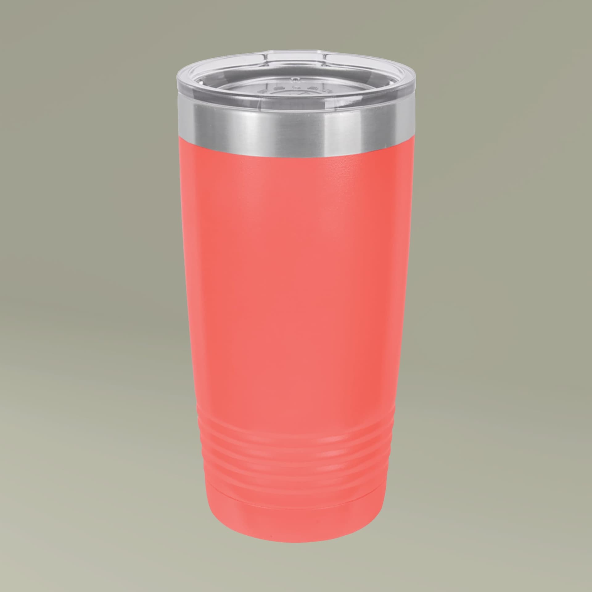 Plain coral insulated tumbler, 20oz, front view
