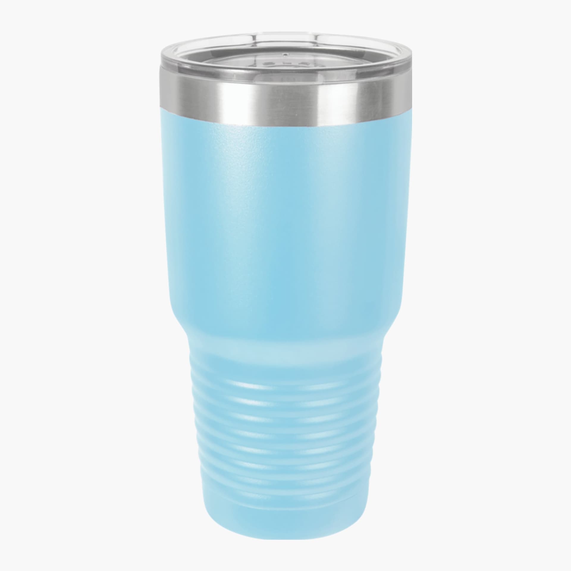Plain light blue insulated tumbler, 30oz, front view