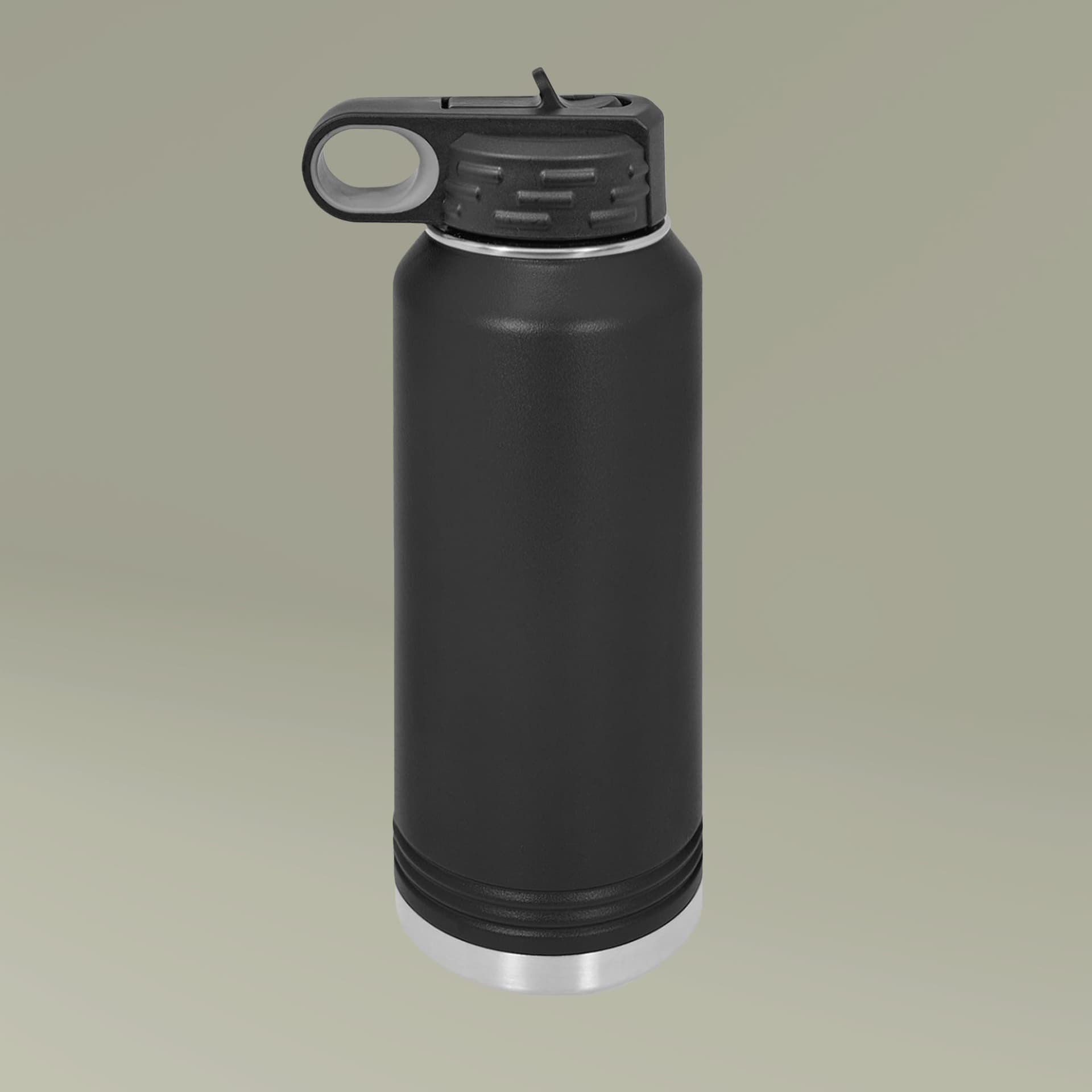 Plain olive green water bottle, 32oz, front view