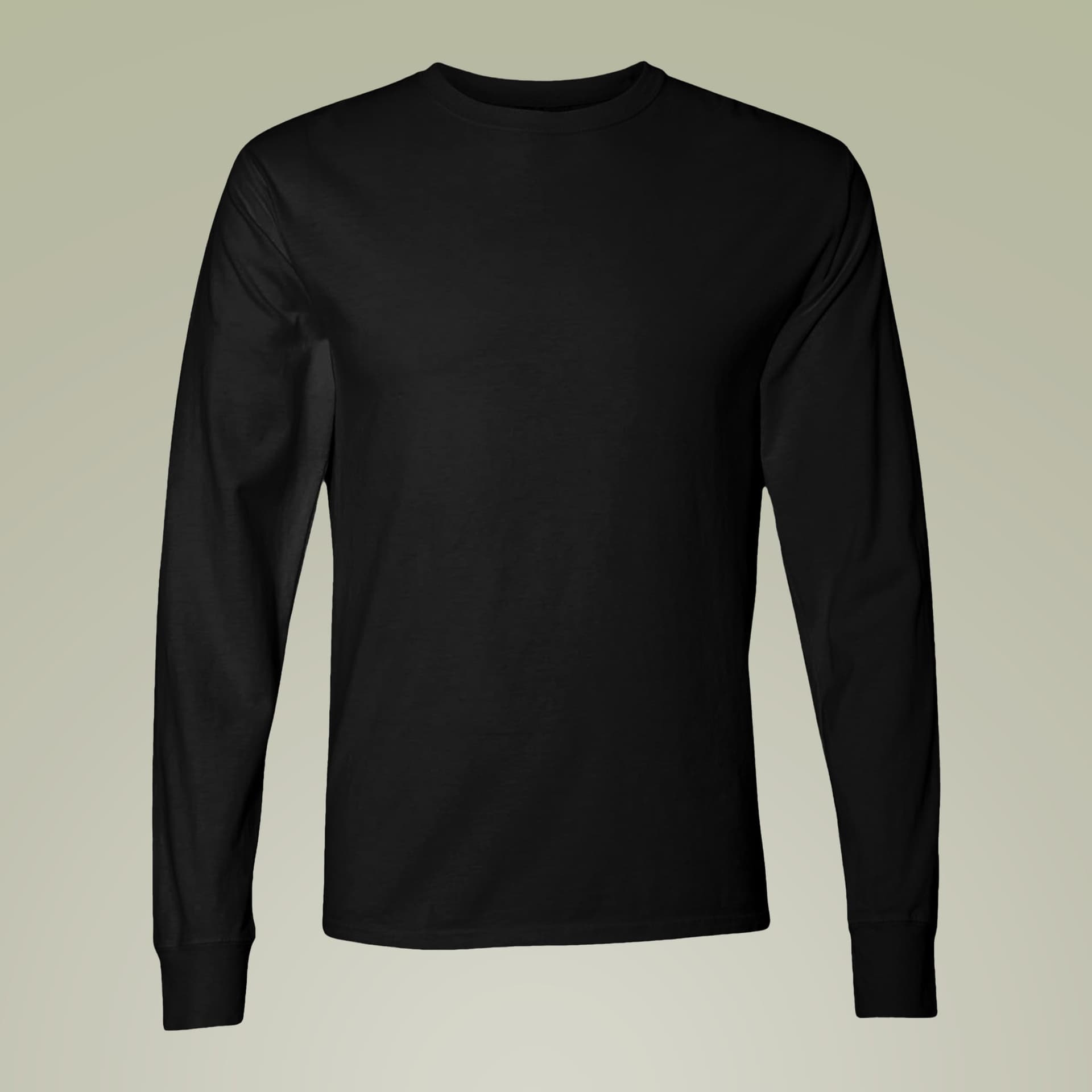 Plain black unisex comfortwash® garment-dyed long sleeve t-shirt, front view