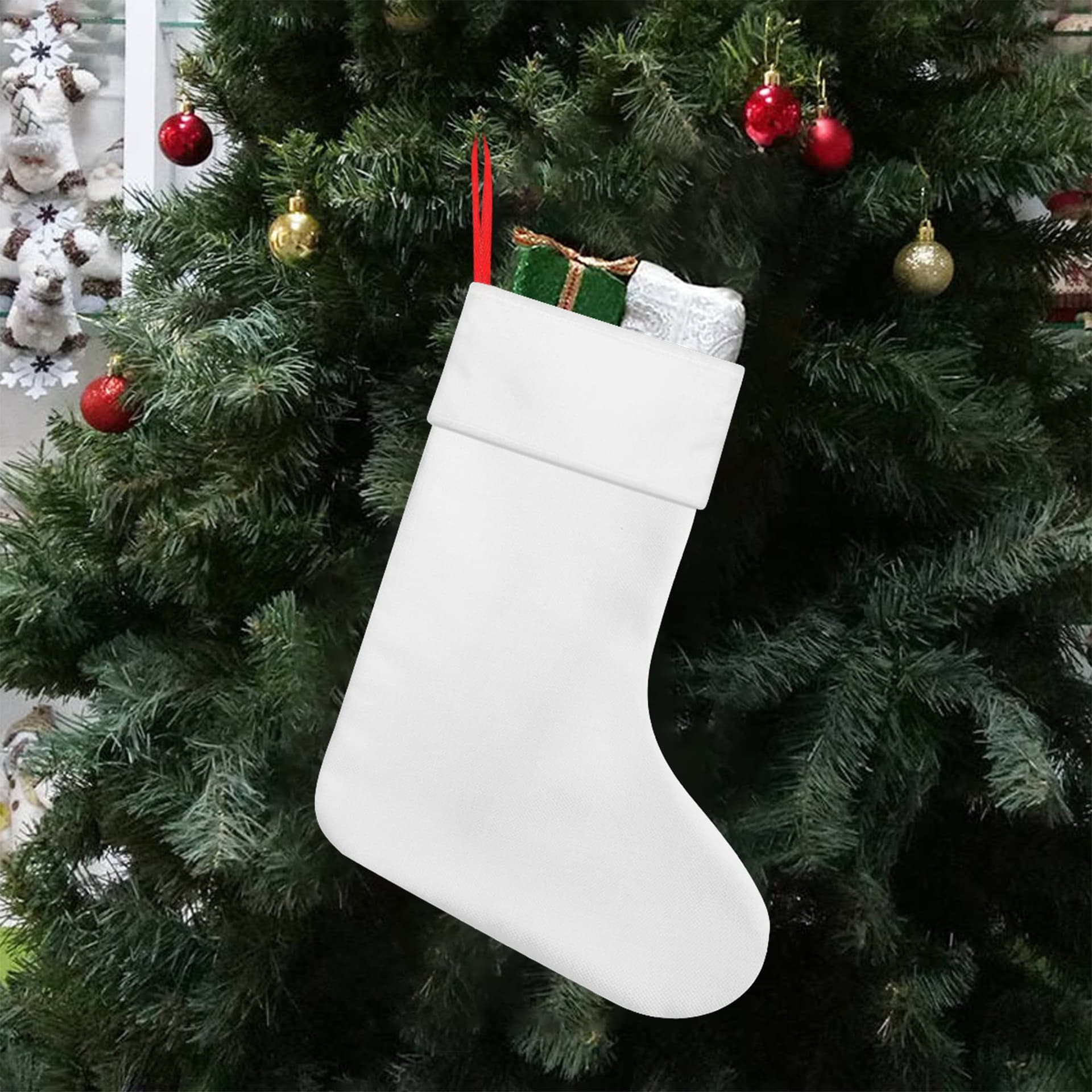 Custom Linen Christmas Stocking with Your Photo or Text