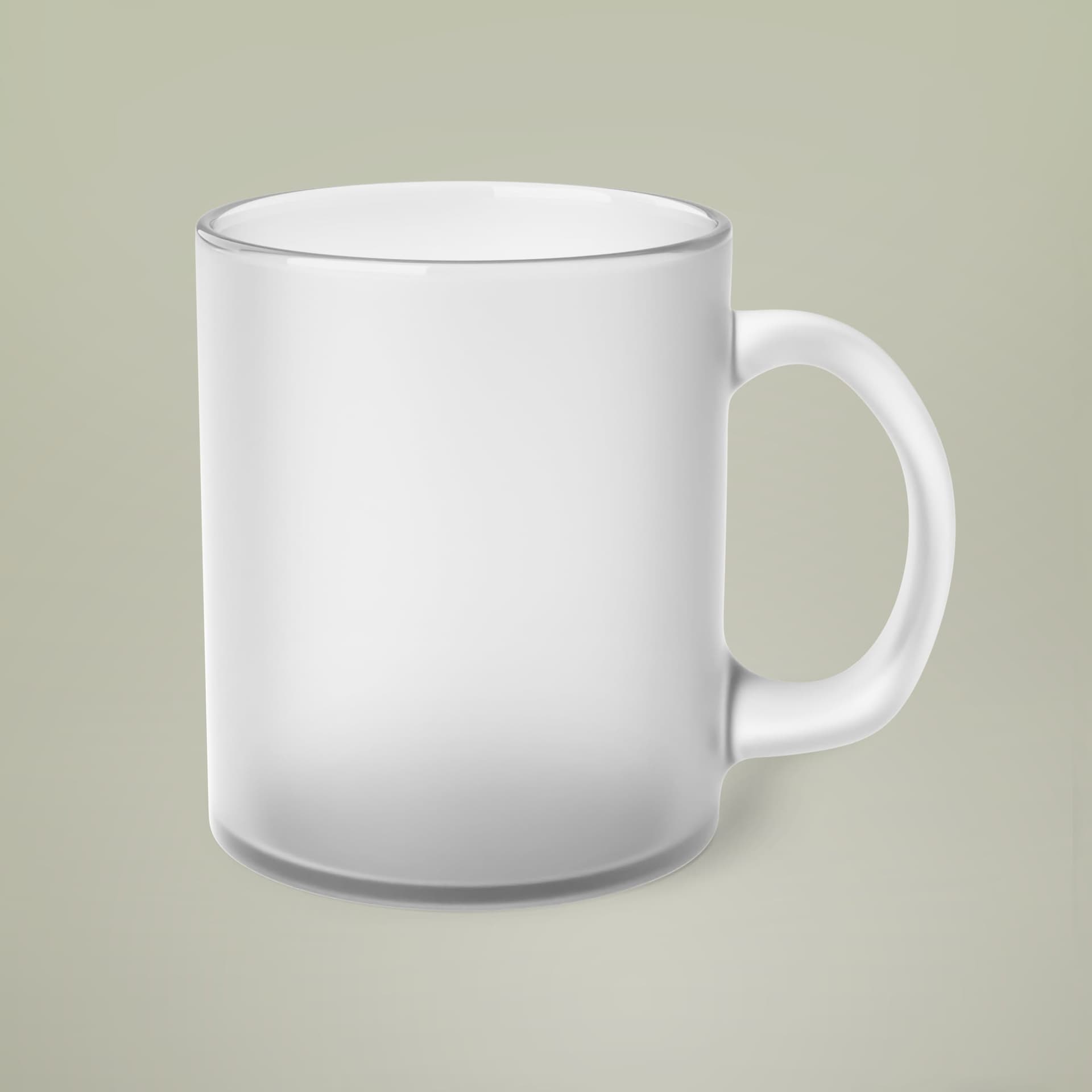 Plain frosted glass coffee mug, 11oz, front view