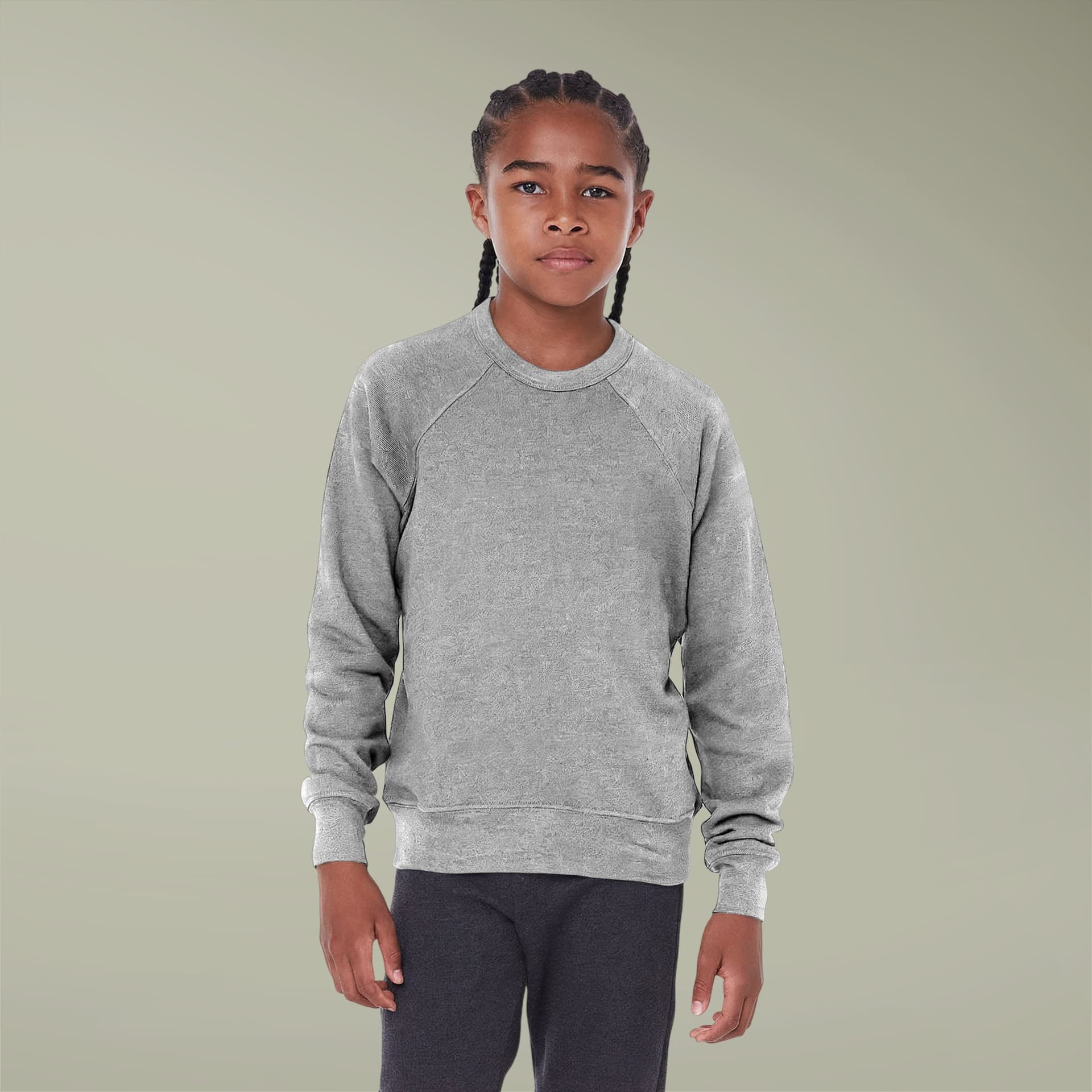 Youth Sponge Fleece Crewneck Sweatshirt — Deep Heather — product photo