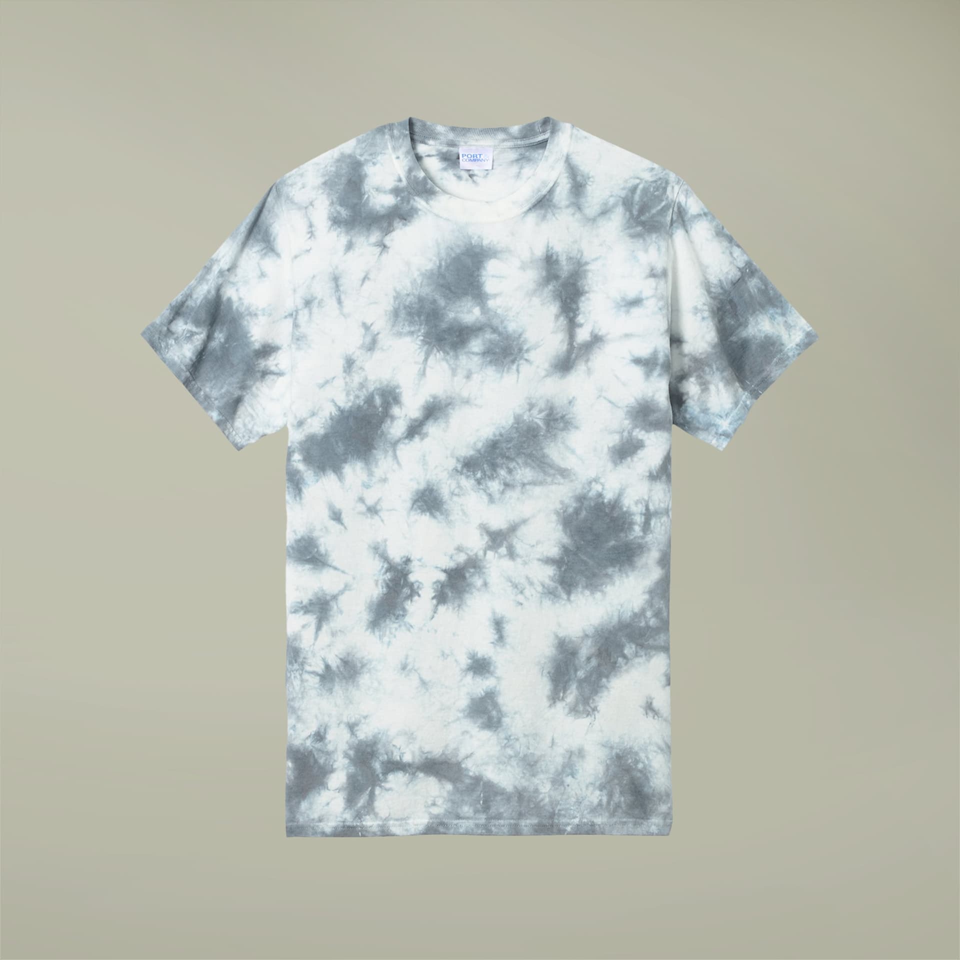 Plain sky blue unisex crystal tie-dye tee, front view