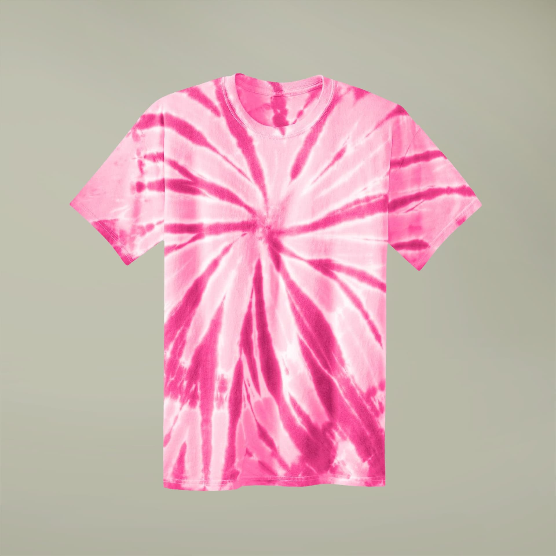 Plain pink youth tie-dye tee, front view