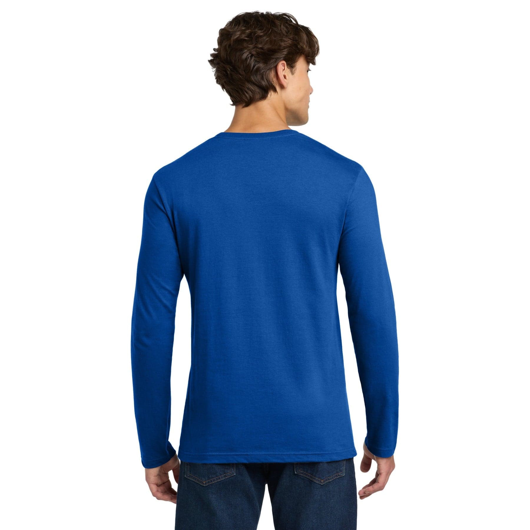Plain royal long sleeve t-shirt, front view