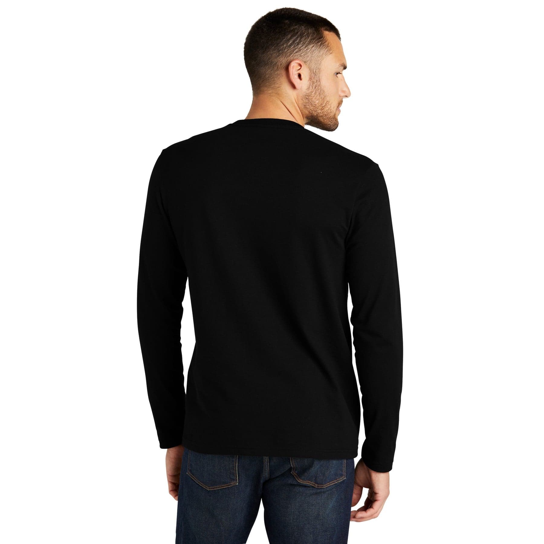 Plain black re-tee long sleeve, front view