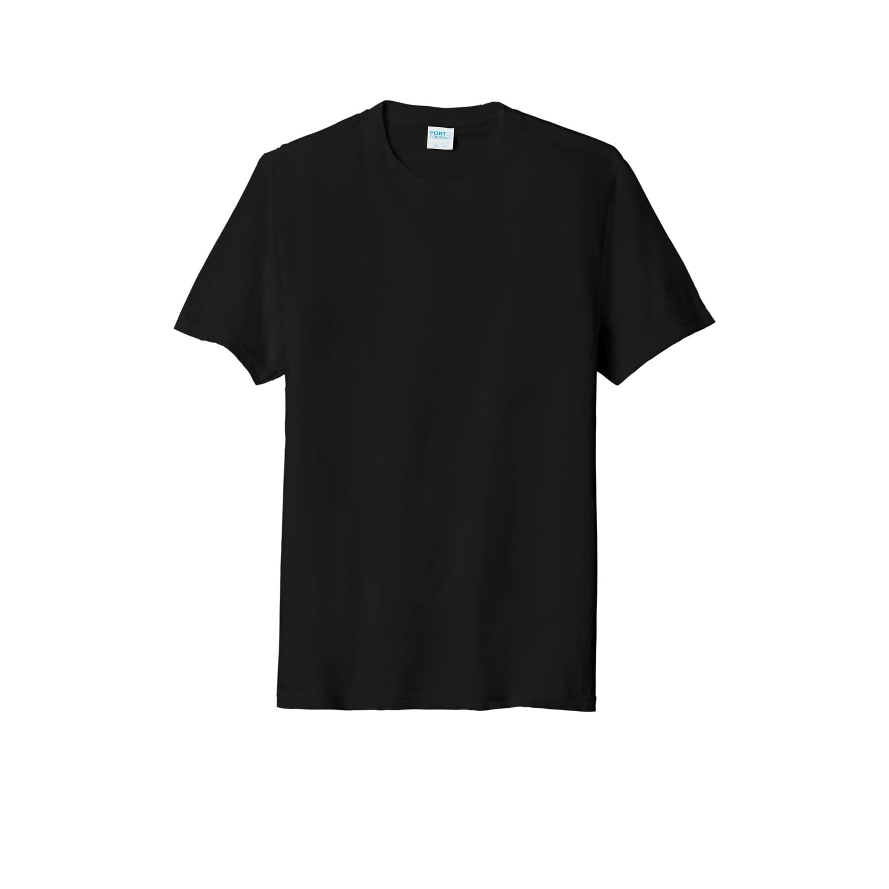 Plain black tri-blend tee, front view