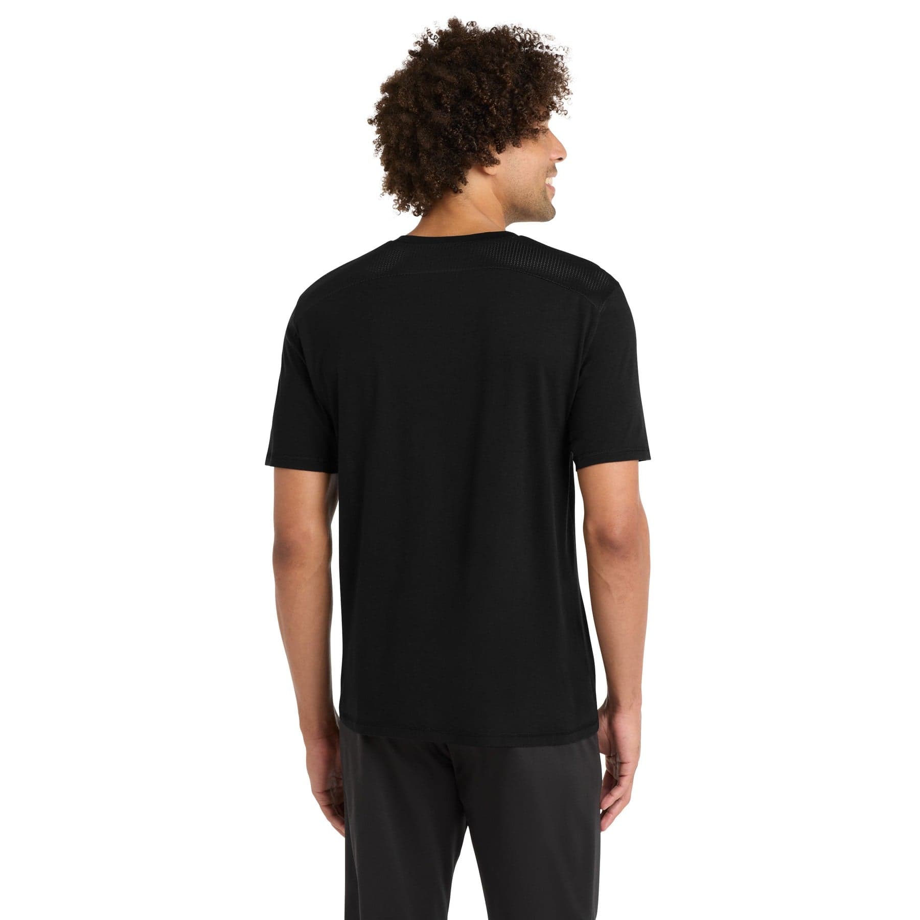 Plain black/ black triad solid posicharge tri-blend wicking draft tee, front view