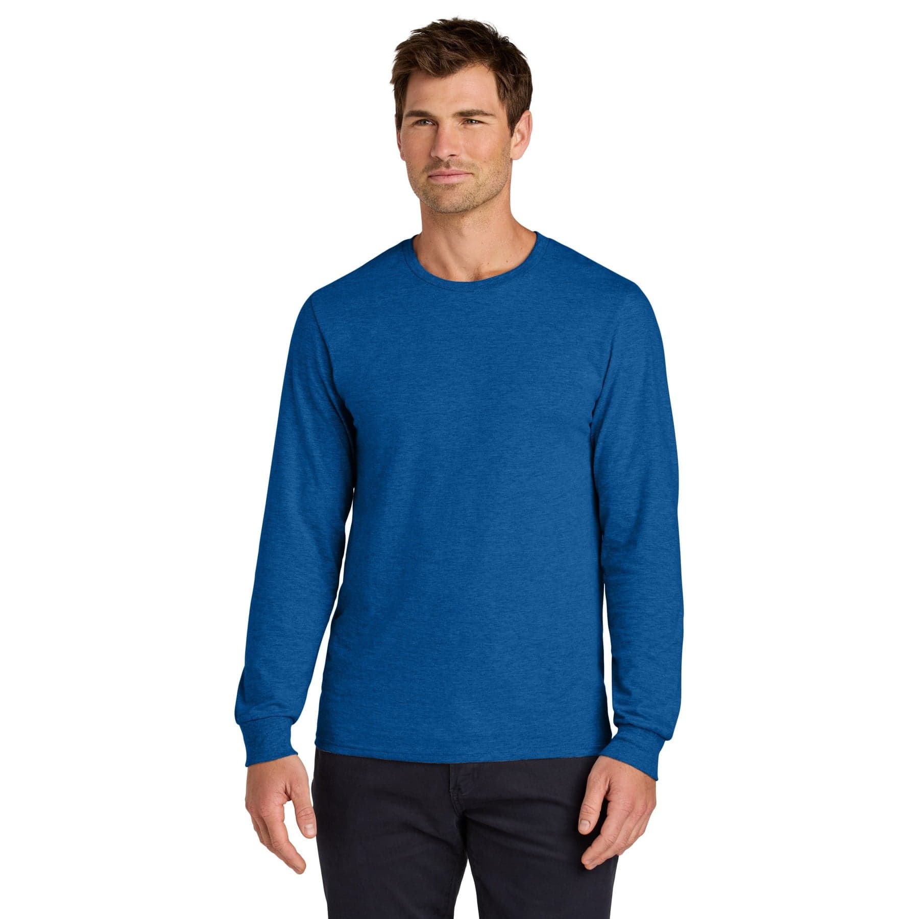 Plain royal unisex cotton long sleeve t-shirt, front view