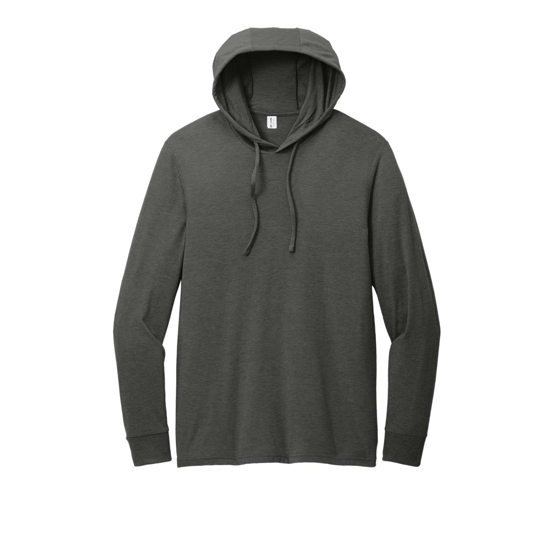 Plain space black unisex tri-blend hoodie tee, front view
