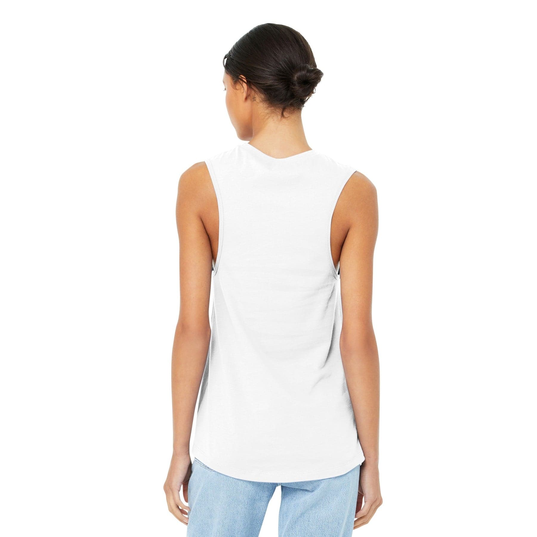 Plain heather peach women's jersey muscle tank, front view