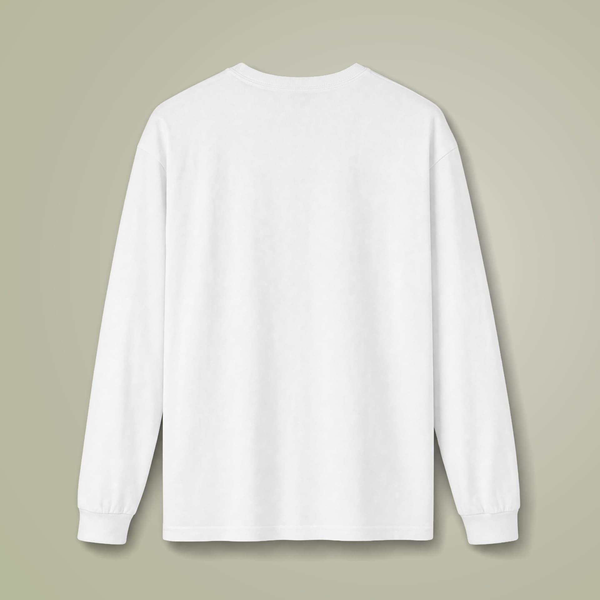 Plain white unisex classic heavyweight long sleeve tee