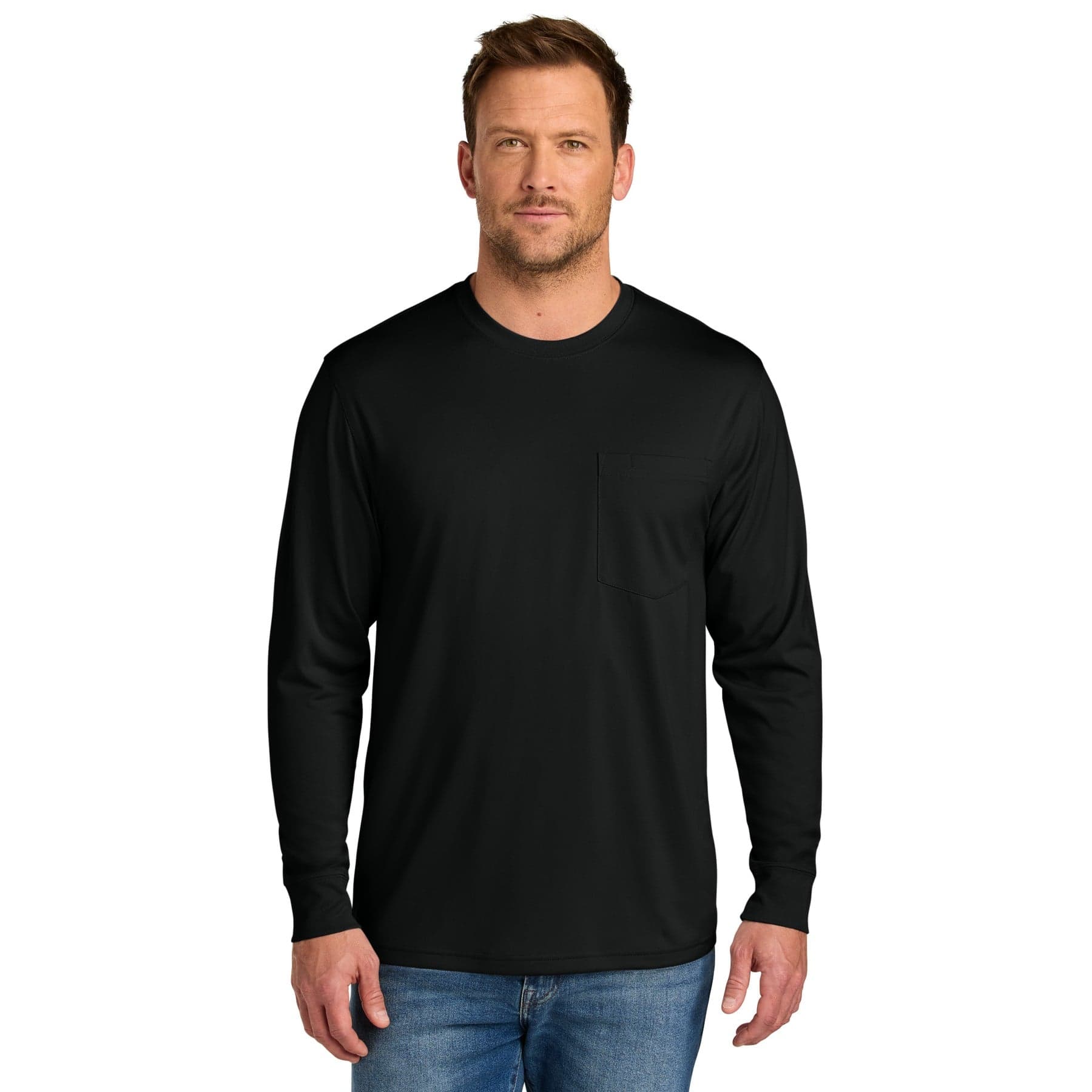 Custom Long Sleeve Polyester Pocket Work Shirt with Your Photo or Text