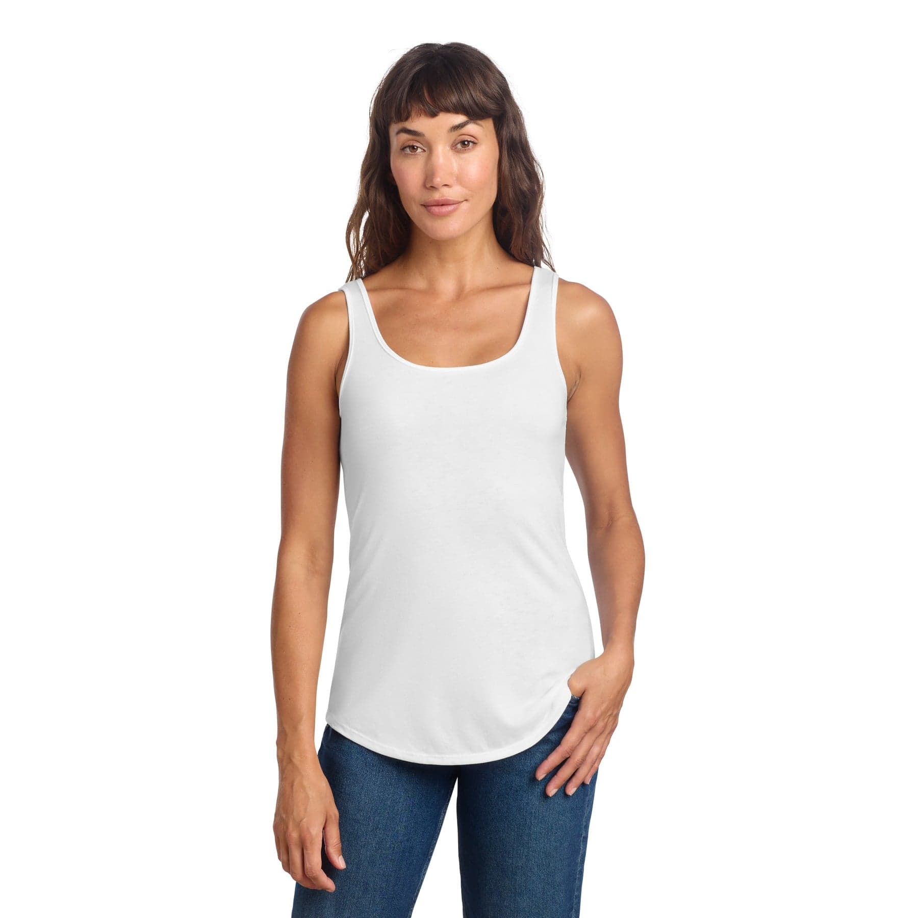 Plain blush frost women's perfect tri relaxed tank, front view