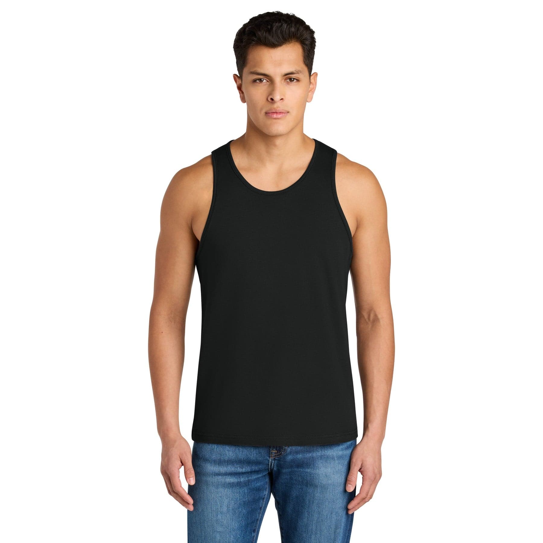 Plain heavy metal cotton muscle tank, front view