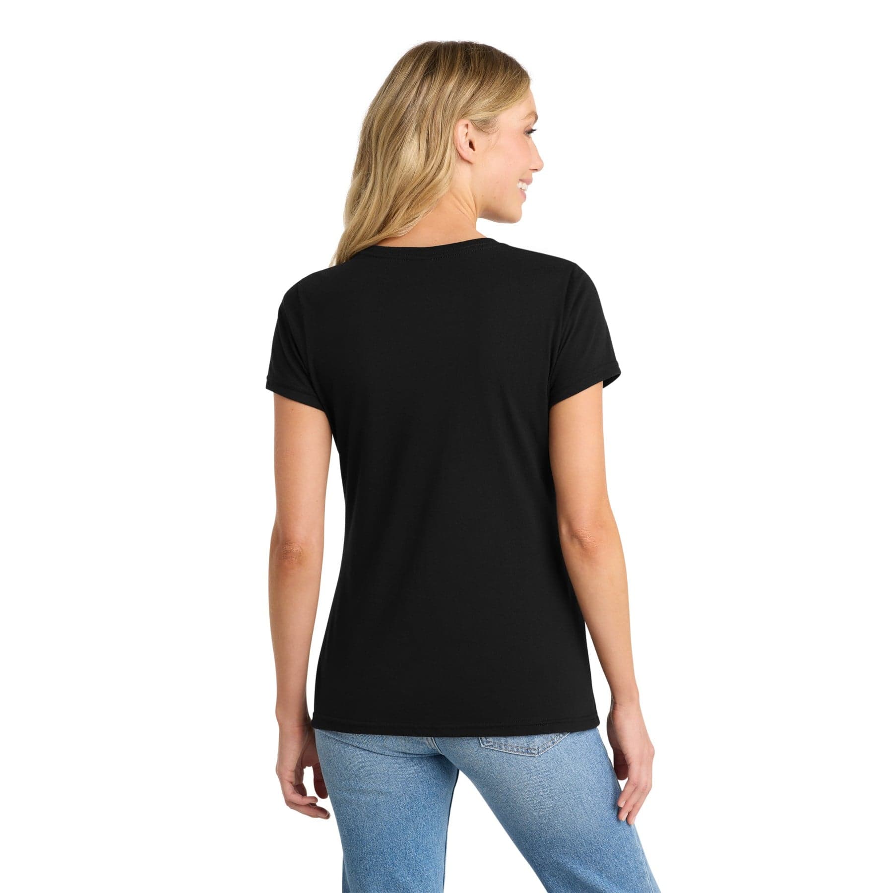 Plain jet black women's fan favorite blend v-neck tee, front view