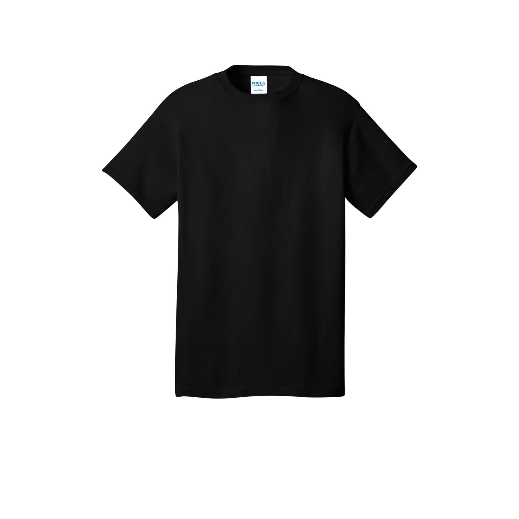 Plain jet black core cotton dtg tee, front view