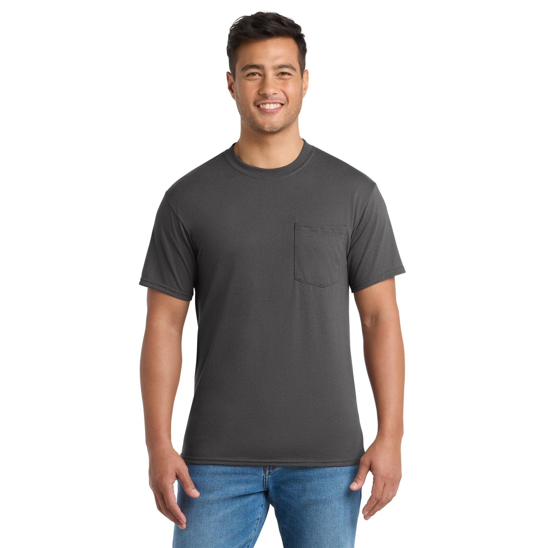 Plain charcoal core blend pocket tee