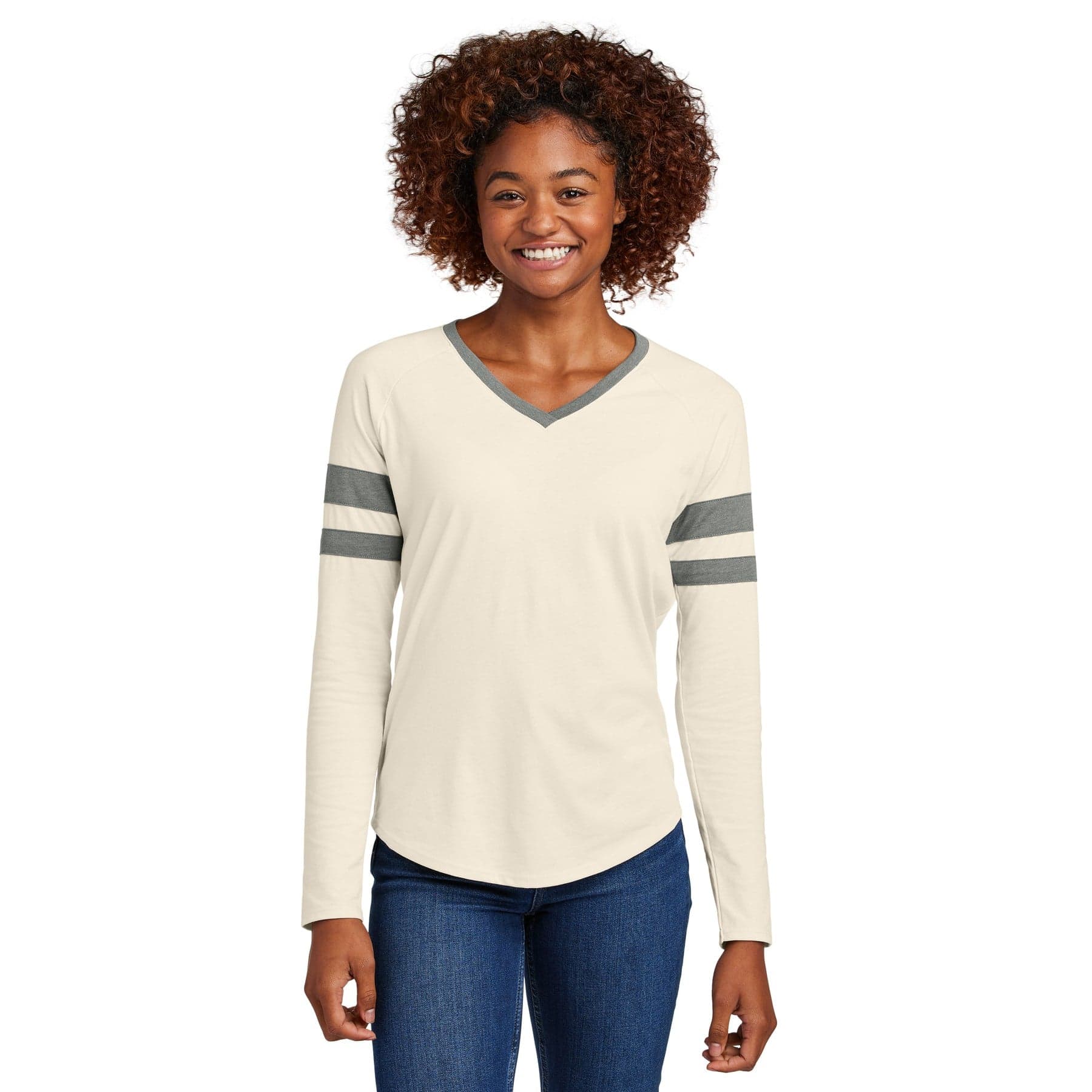 Custom Women's Raglan V-Neck Long Sleeve Shirt with Your Photo or Text