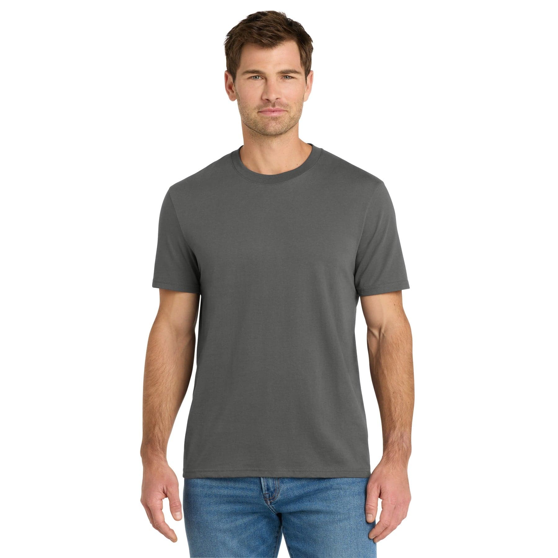 Plain grey steel daily tee, front view