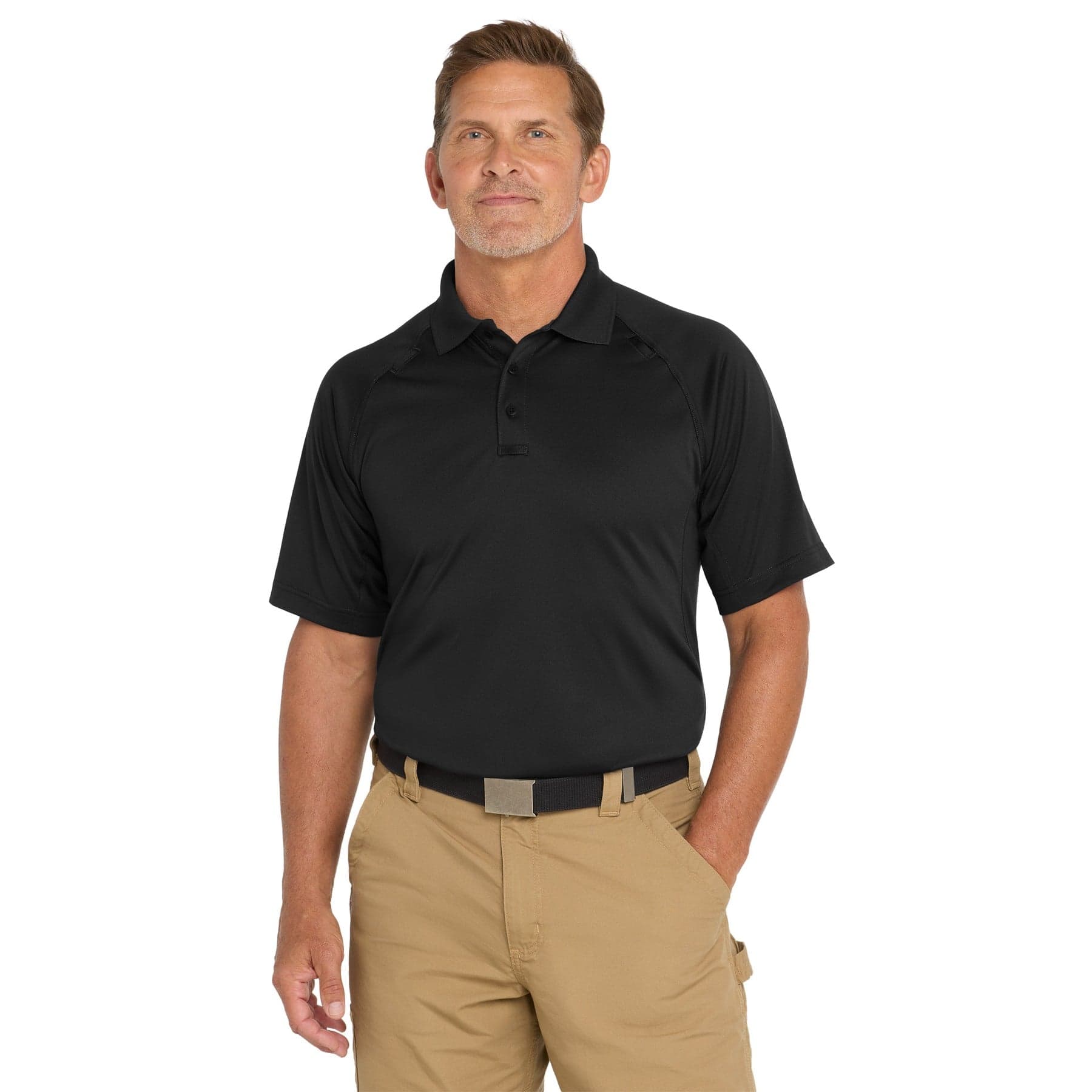 Plain charcoal tall select snag-proof tactical polo, front view