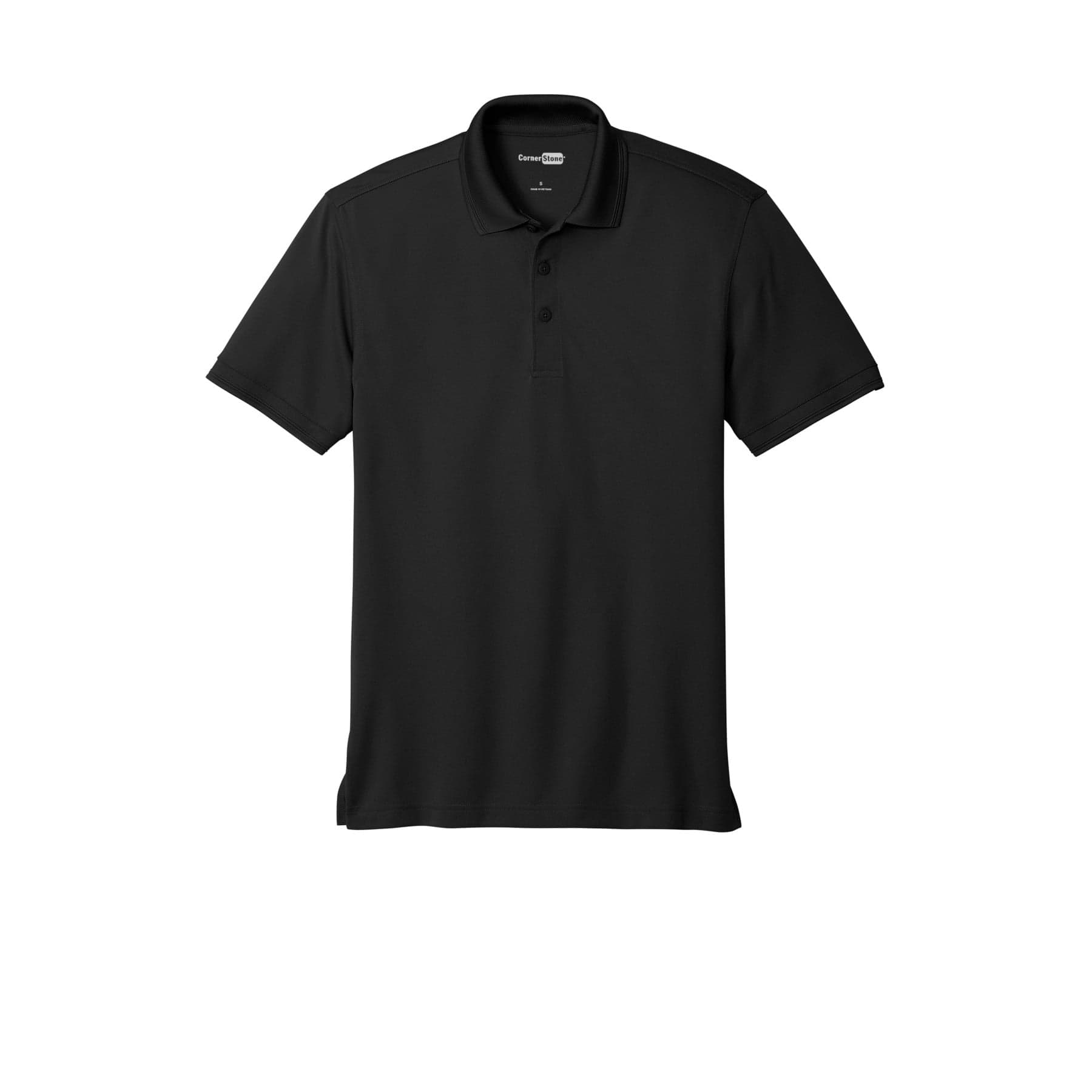Plain black industrial snag-proof pique polo, front view