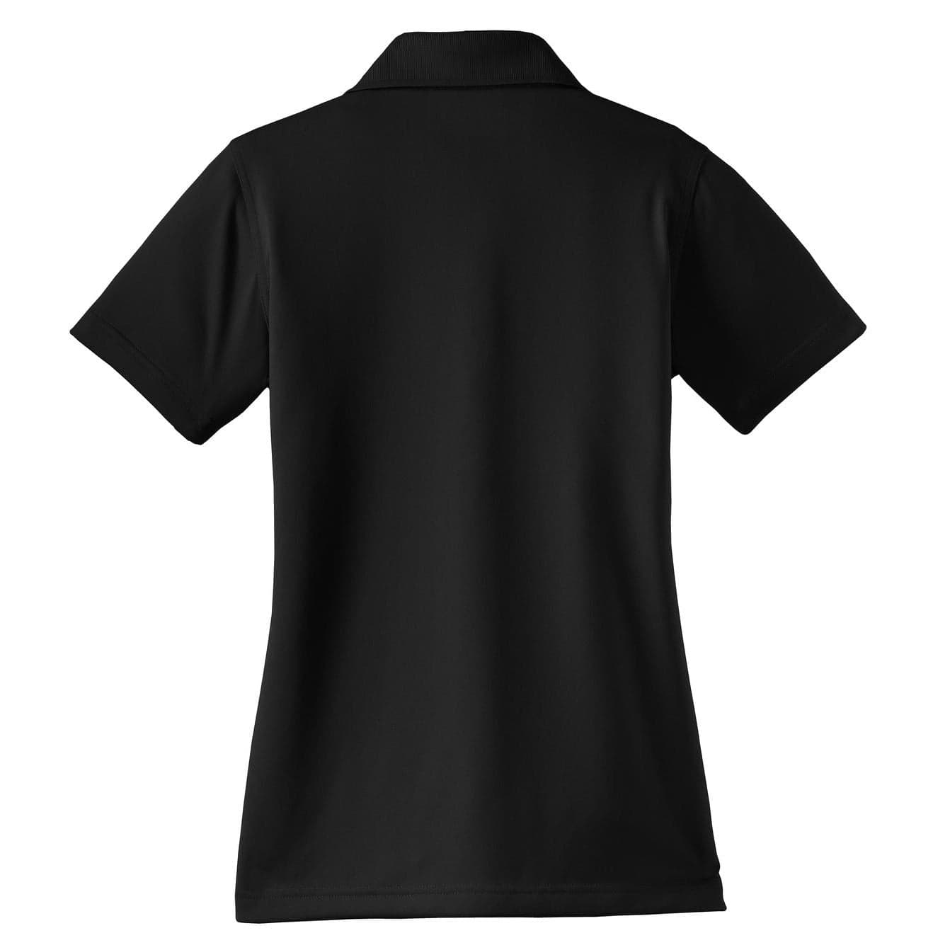 Plain black women's select snag-proof polo, front view