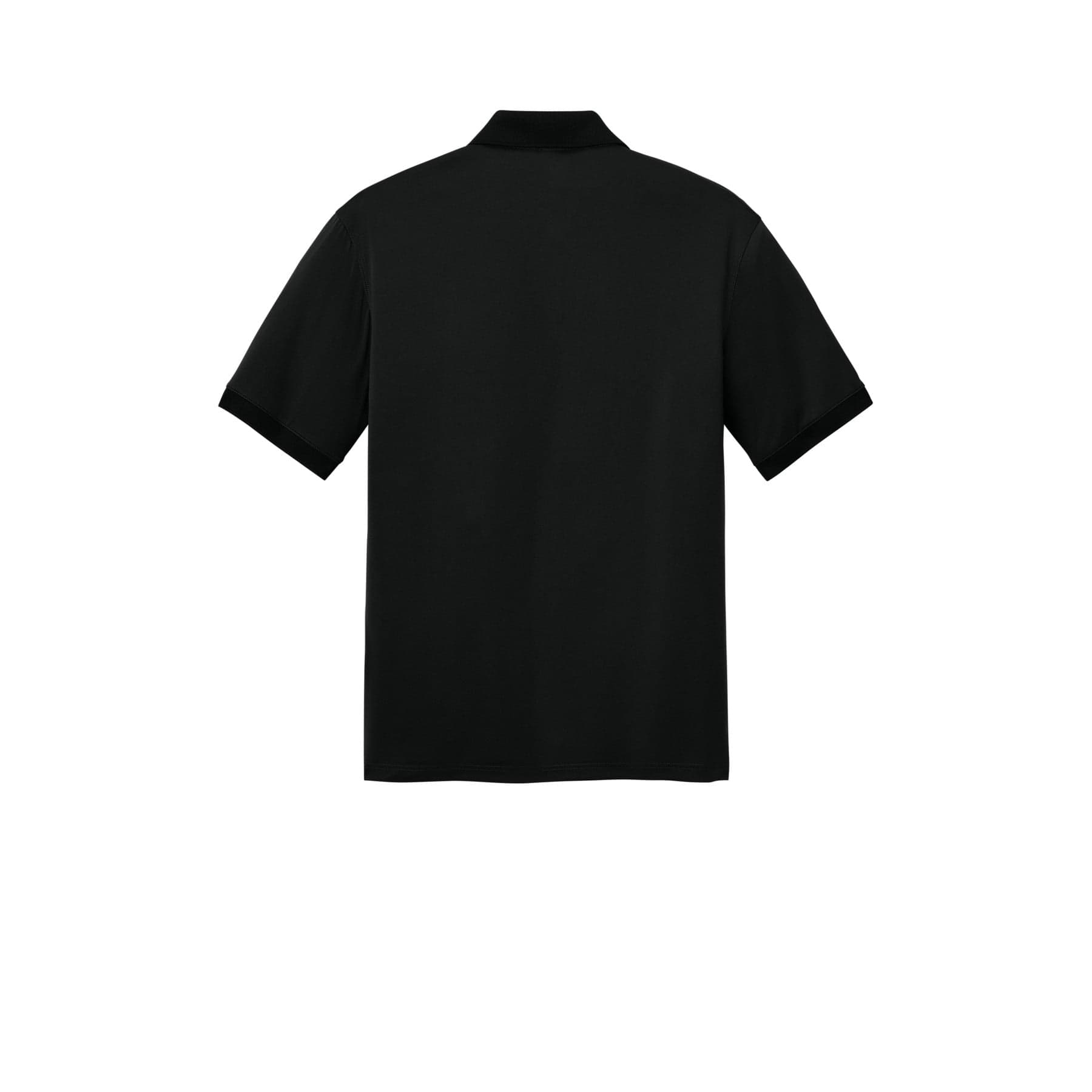 Plain black workwear pro polo, front view