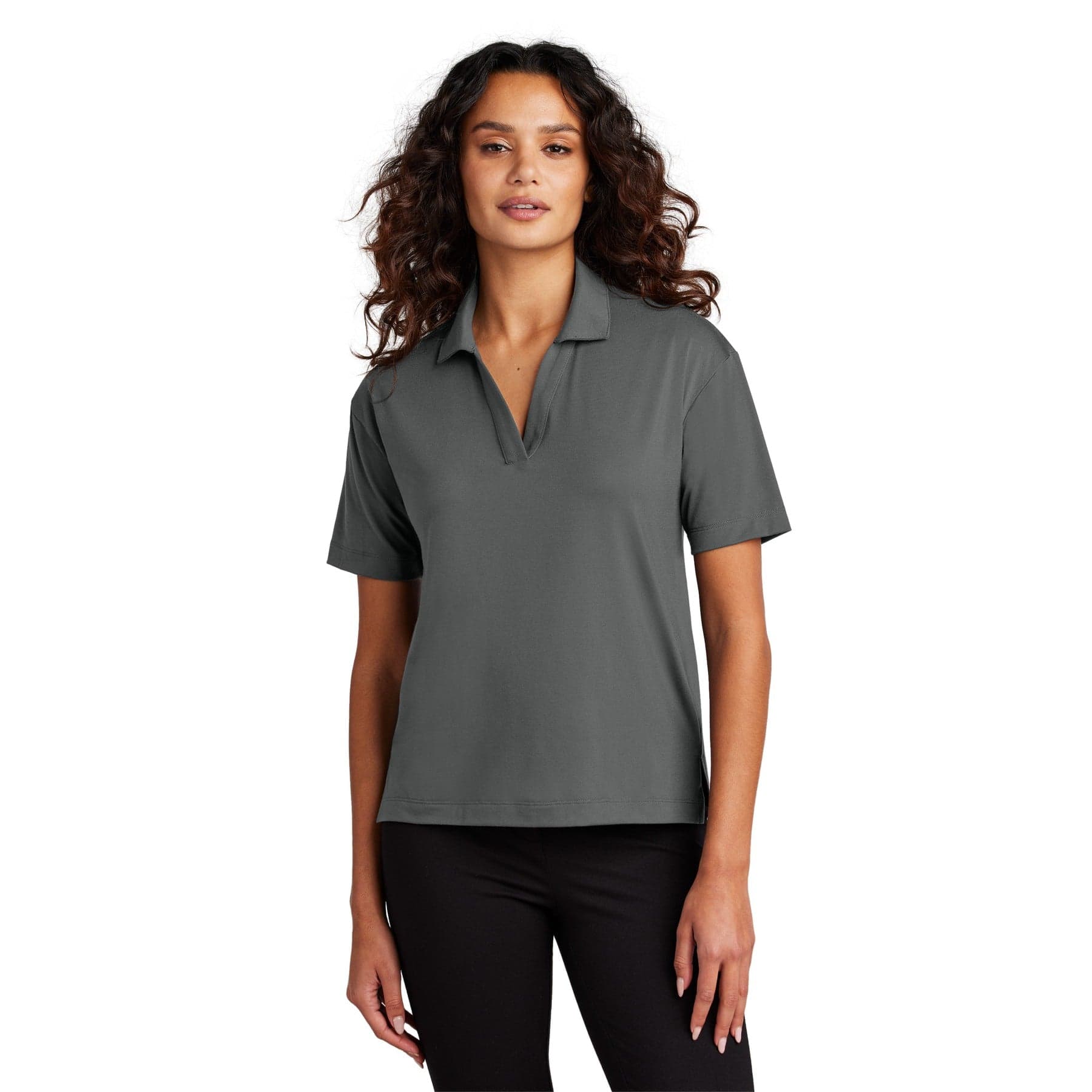 Custom Women's Stretch Jersey V-Neck Polo Shirt with Your Logo or Text
