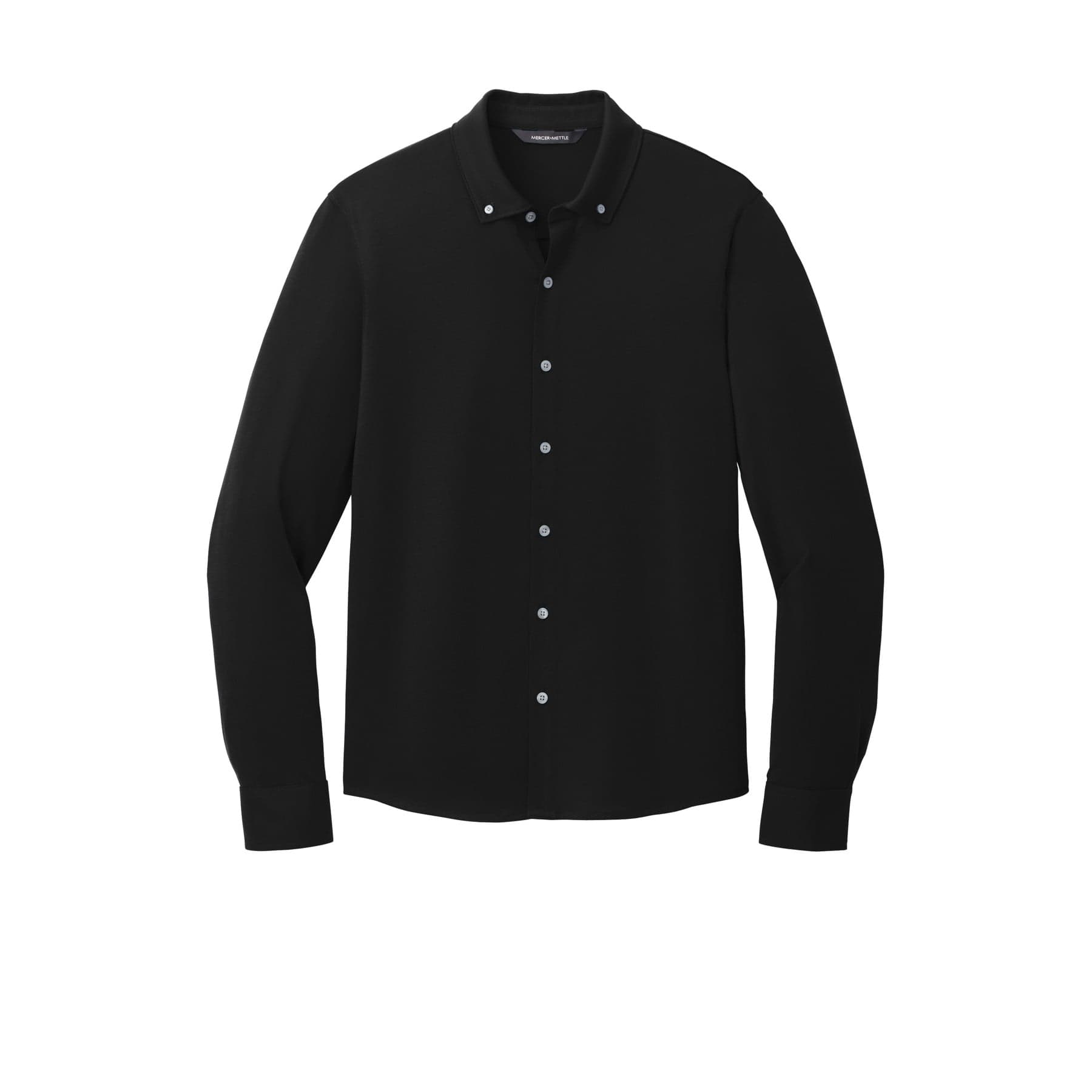 Stretch Jersey Long Sleeve Shirt — Deep Black — product photo