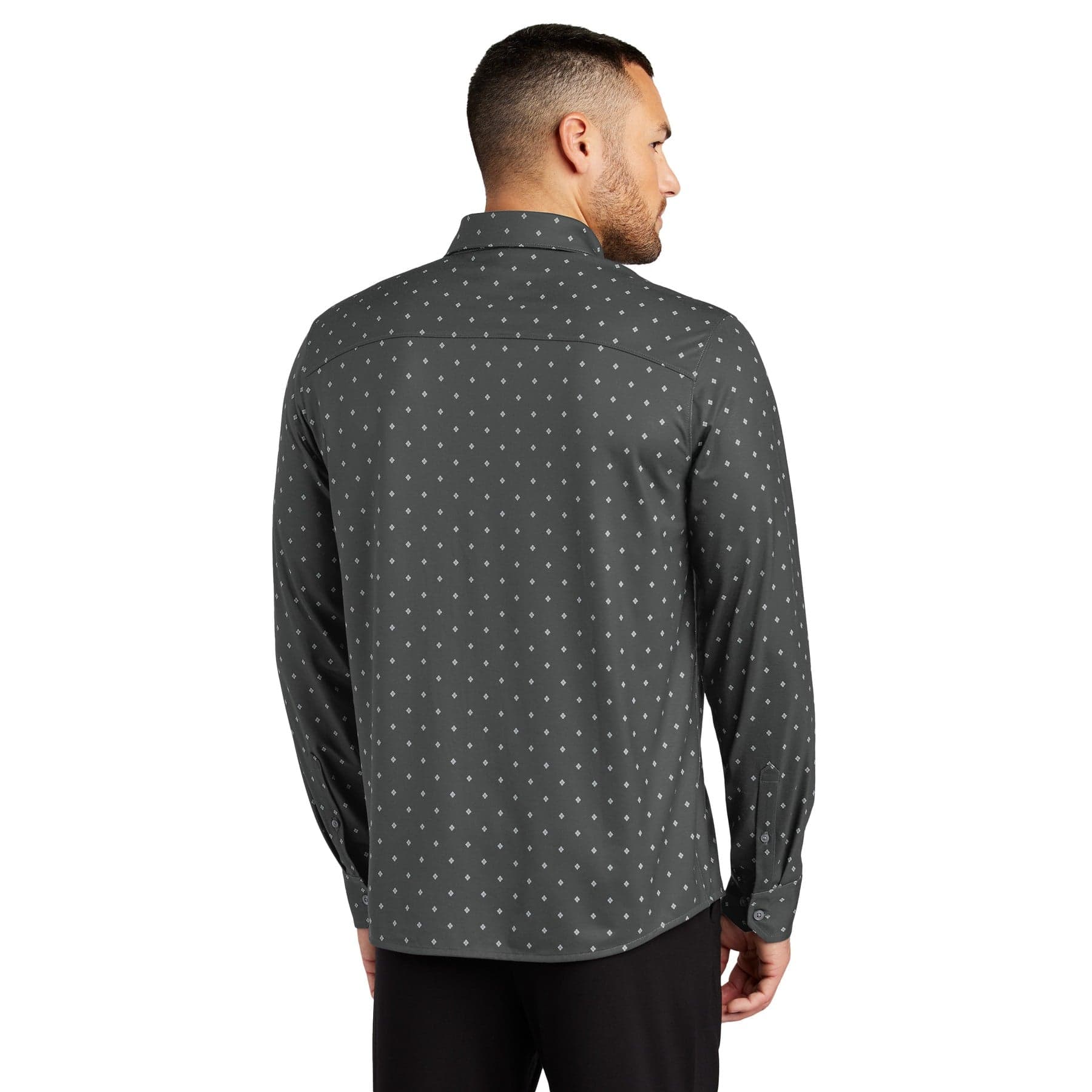 Custom Stretch Button-Down Long Sleeve Shirt with Your Photo or Text