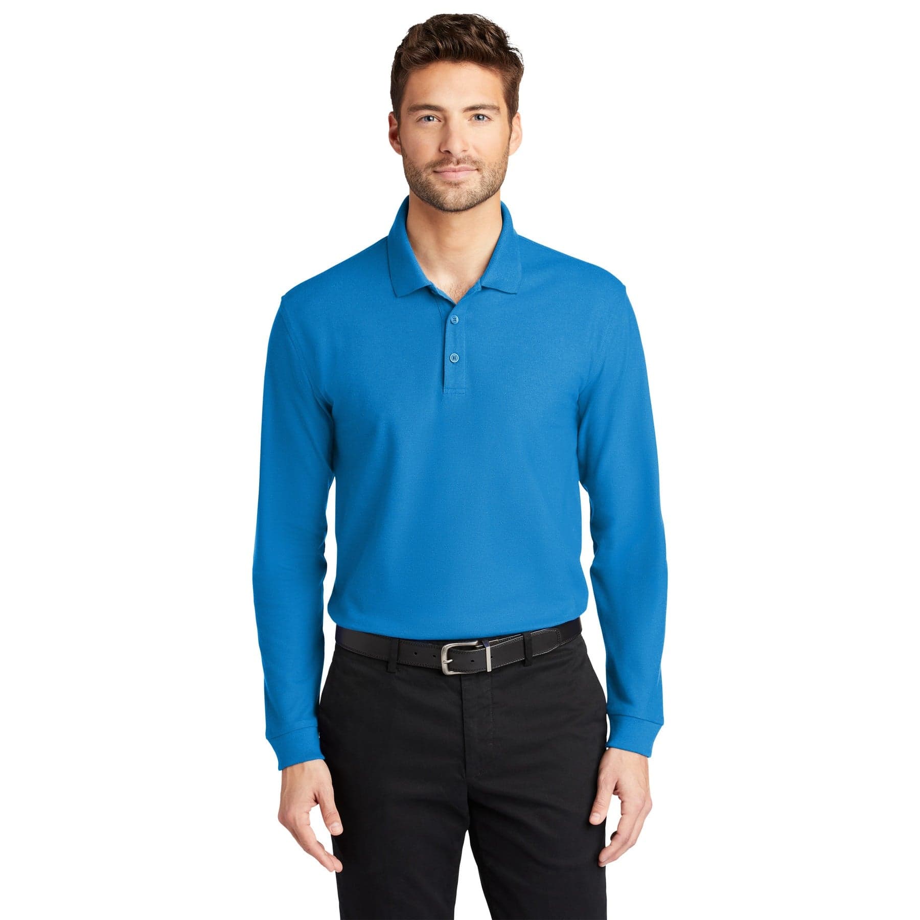Custom Long Sleeve Classic Pique Polo Shirt with Your Logo or Text