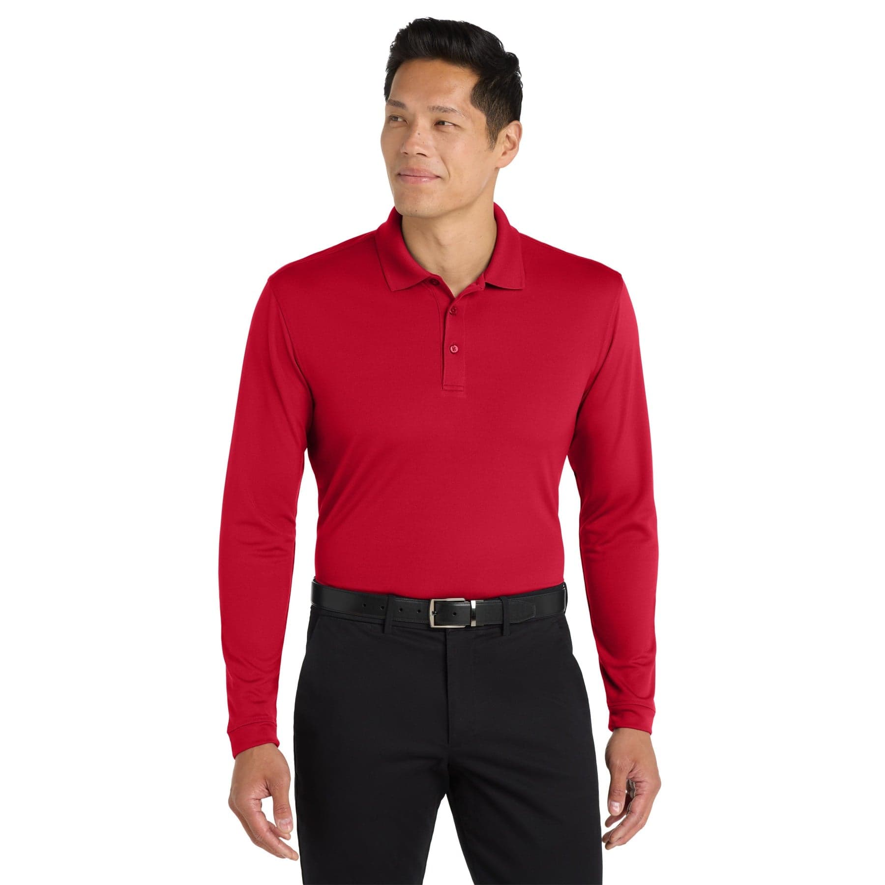 Dry Zone UV Micro-Mesh Long Sleeve Polo — Rich Red — product photo