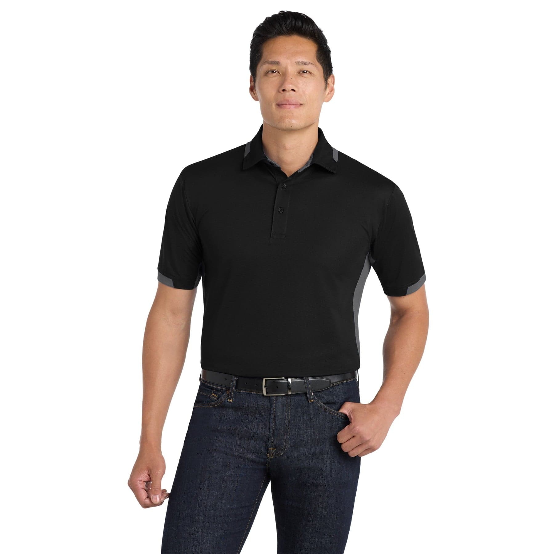 Dry Zone Colorblock Ottoman Polo — Black/ Iron Grey — product photo