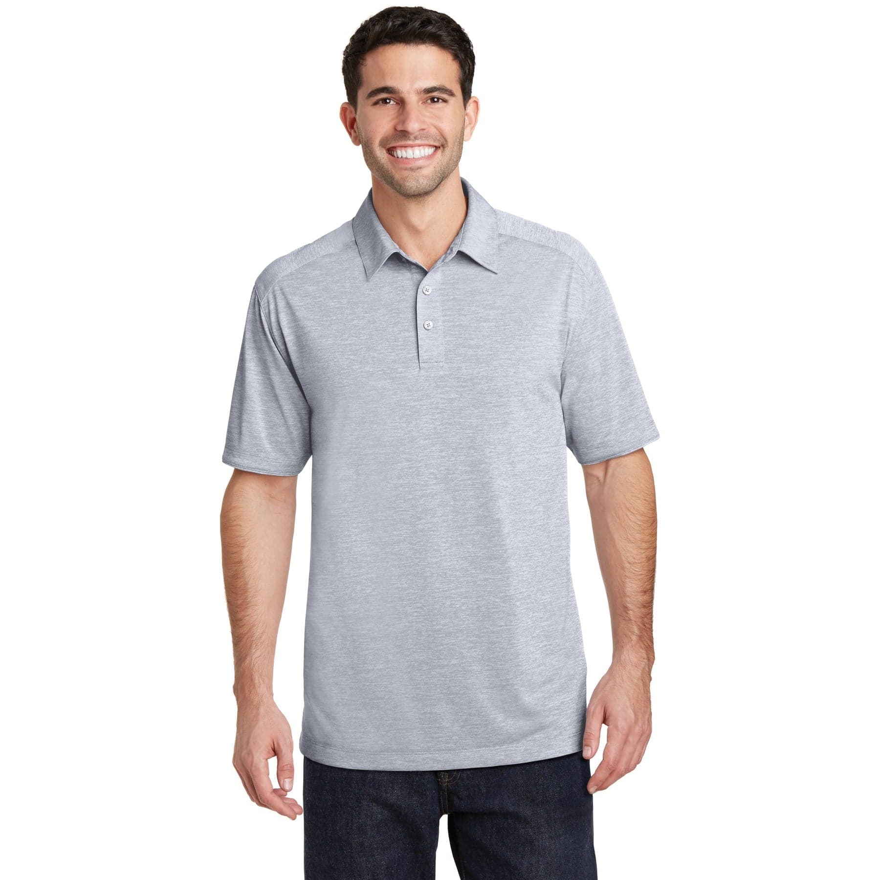 Digi Heather Performance Polo — Light Grey — product photo