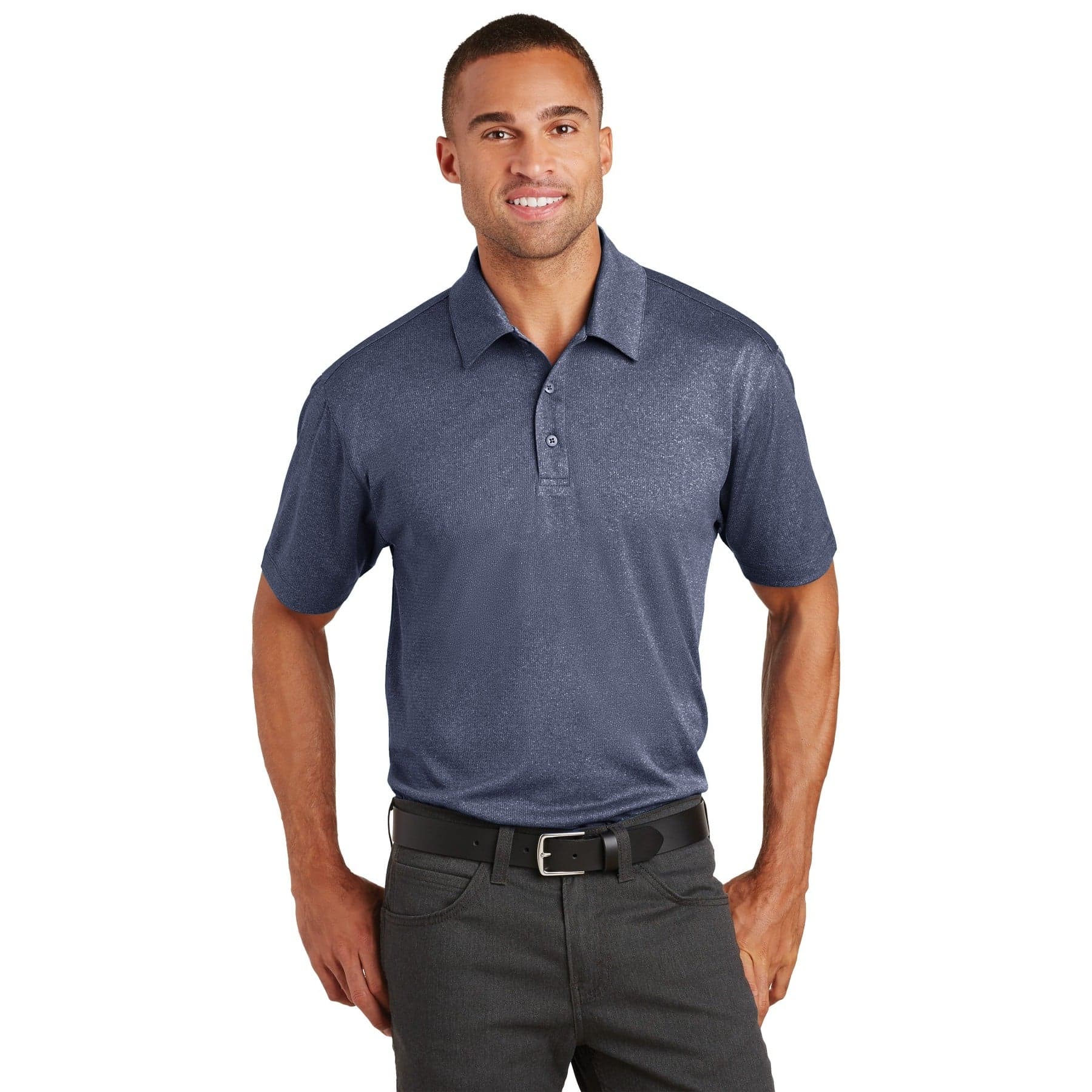 Trace Heather Polo — True Navy Heather — product photo