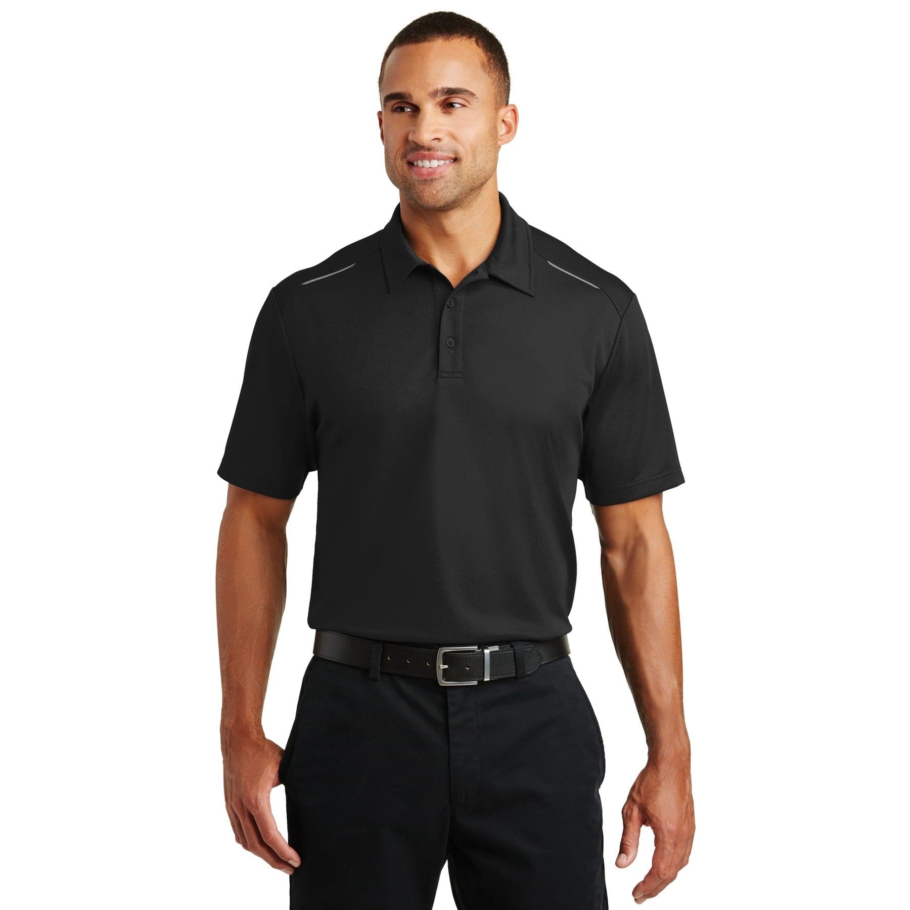 Pinpoint Mesh Polo — Battleship Grey — product photo
