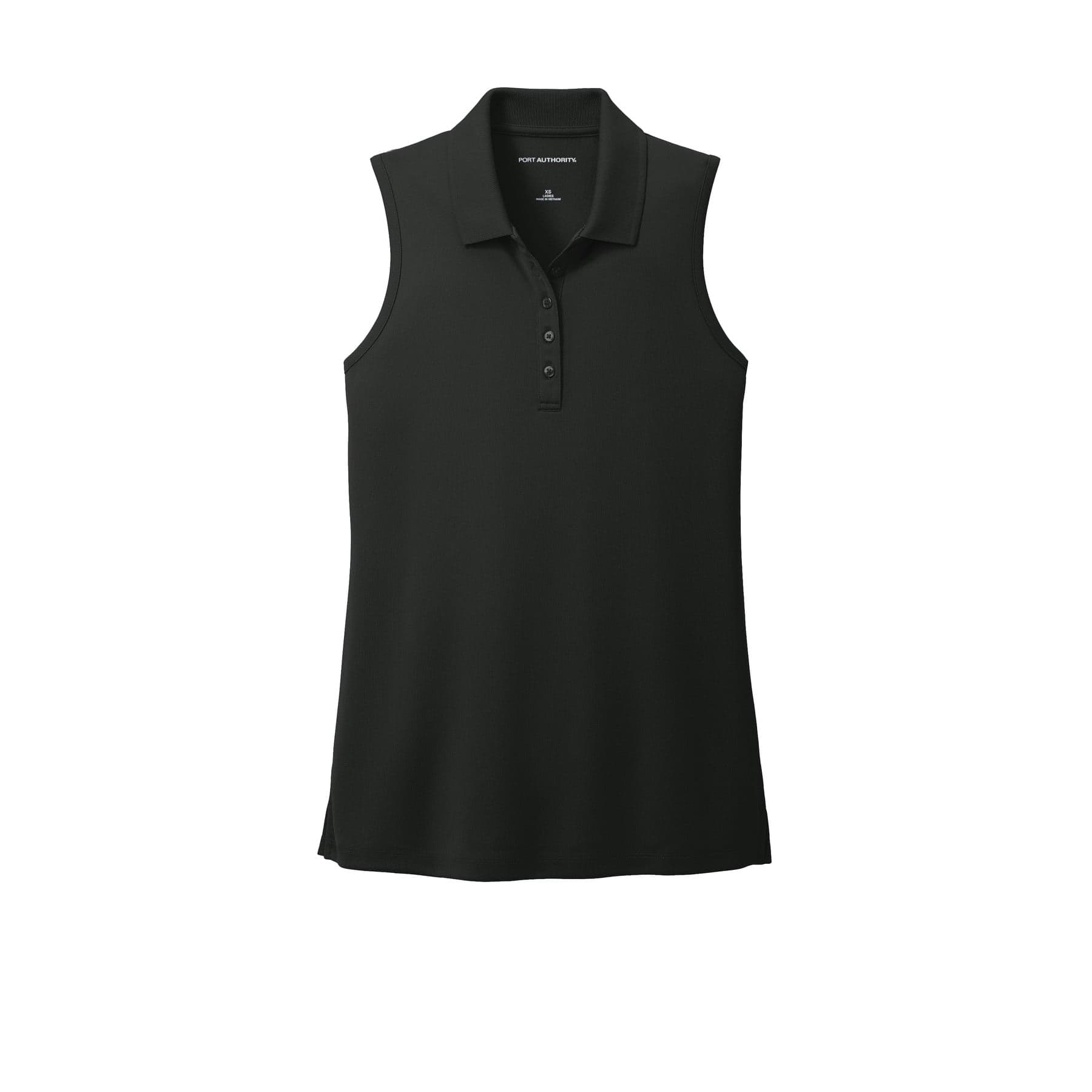 Women's Dry Zone UV Micro-Mesh Sleeveless Polo — Deep Black — product photo