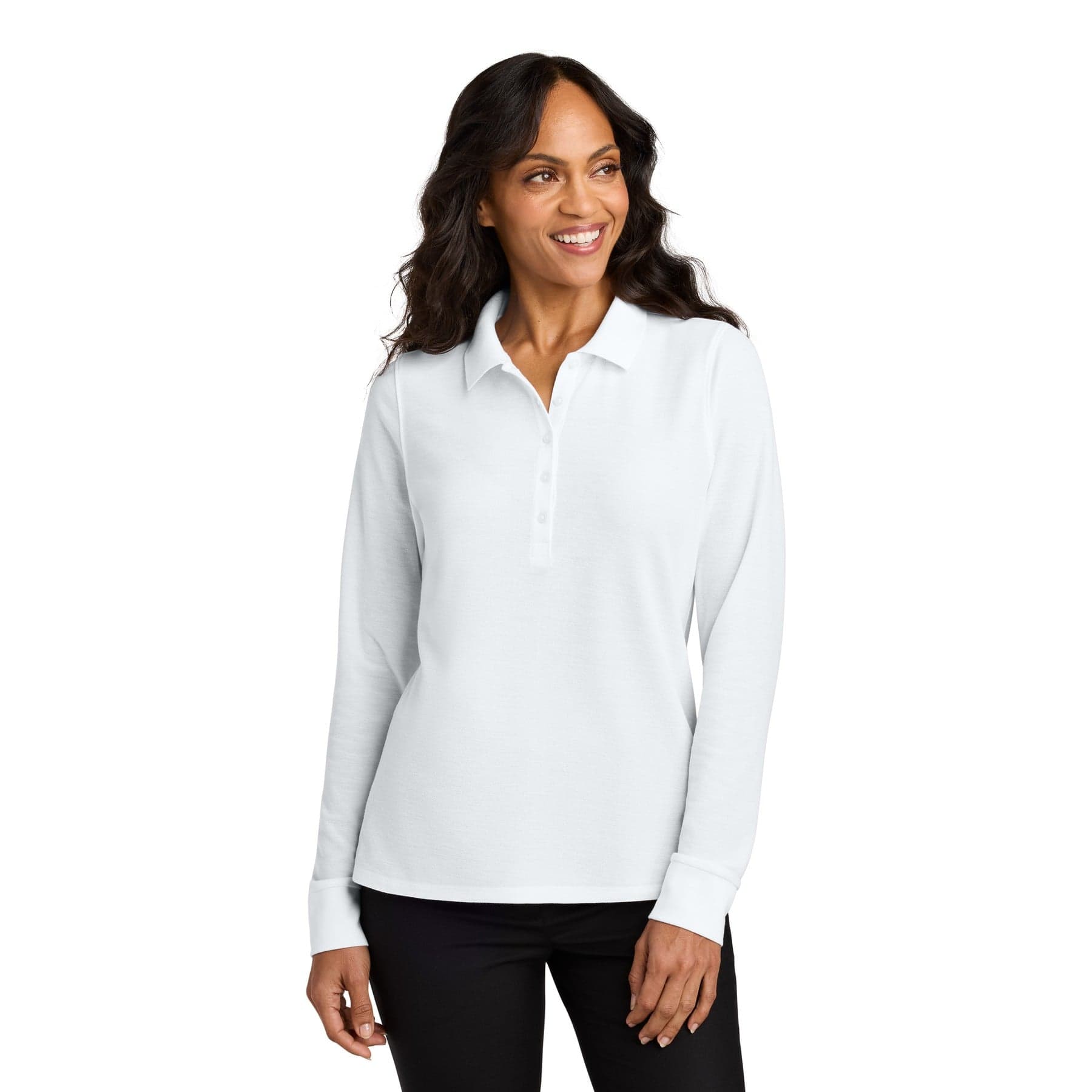 Women's Wearever Signature Pique Long Sleeve Polo — Gusty Grey — product photo
